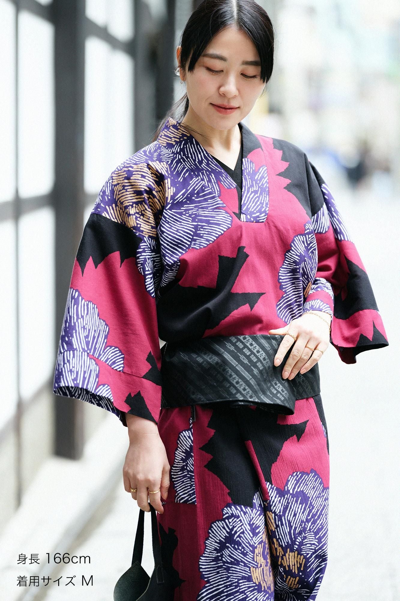 Chizimi Cotton 40/40 Fubi above/Peony Light