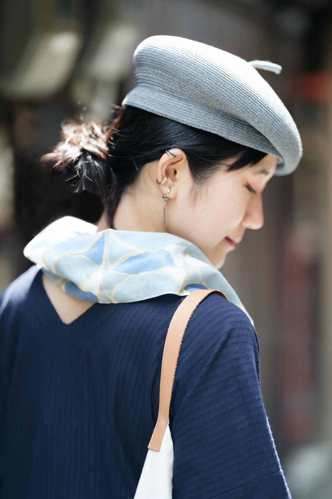 伊勢木綿 くびまき 短丈/輪(わ)つなぎ 水影(みずかげ)