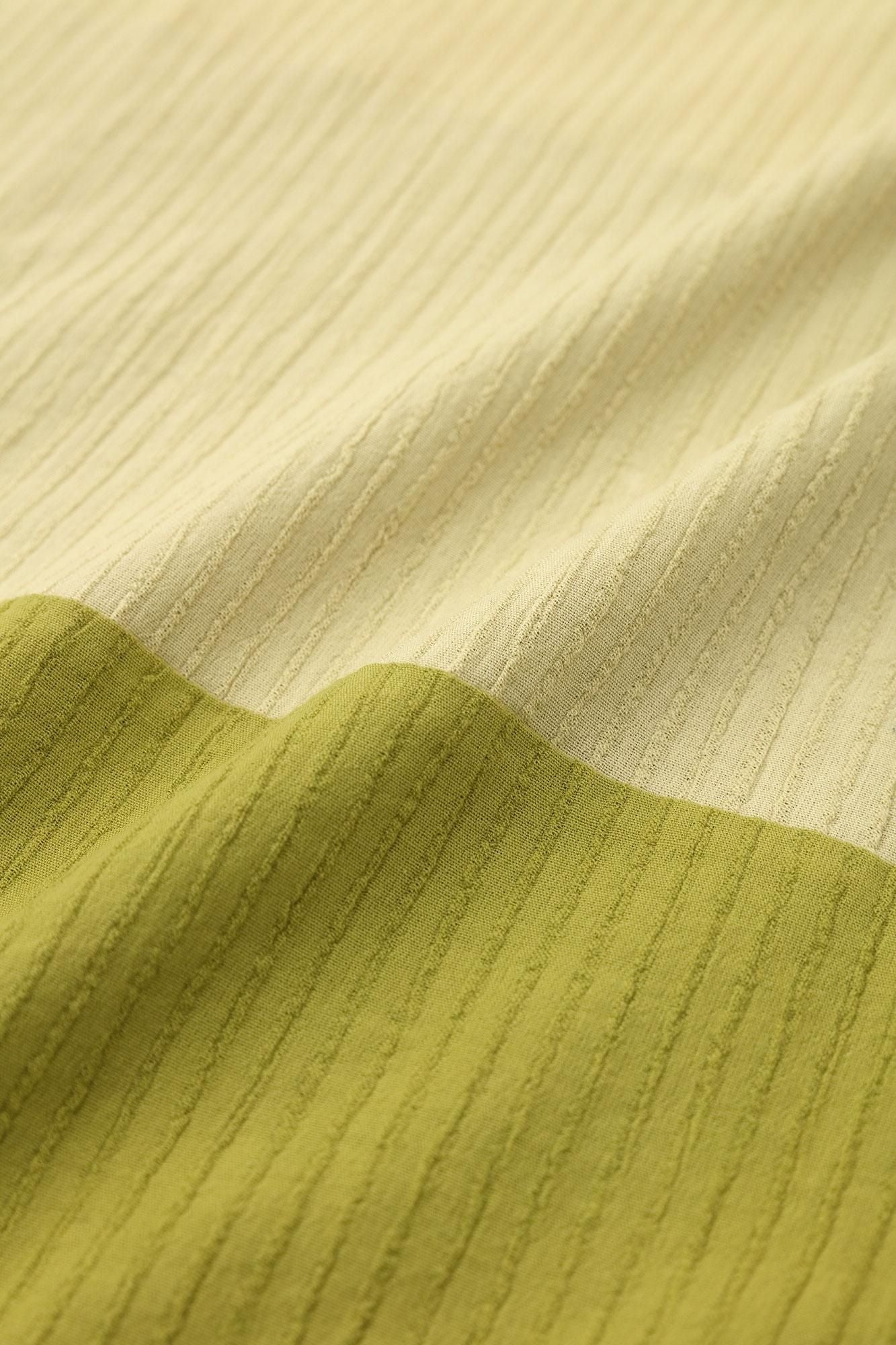 高島縮棉 40/20 空羽 方形上衣 雙色/淡黃色×柳葉色