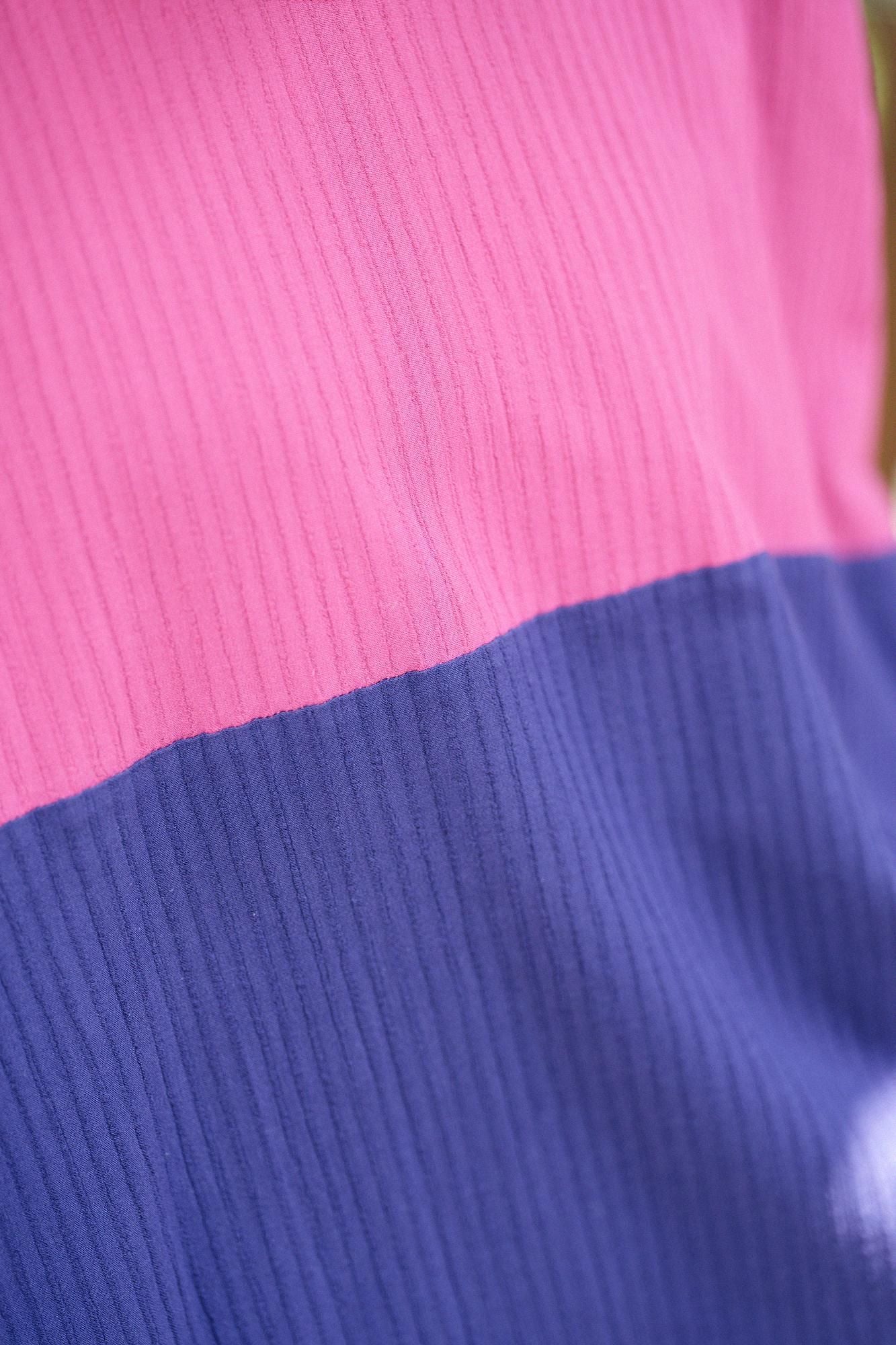 高島縮棉 40/20 空羽 長方形洋裝 組(kumi)/深粉紅(koinakabe)x紫藍色