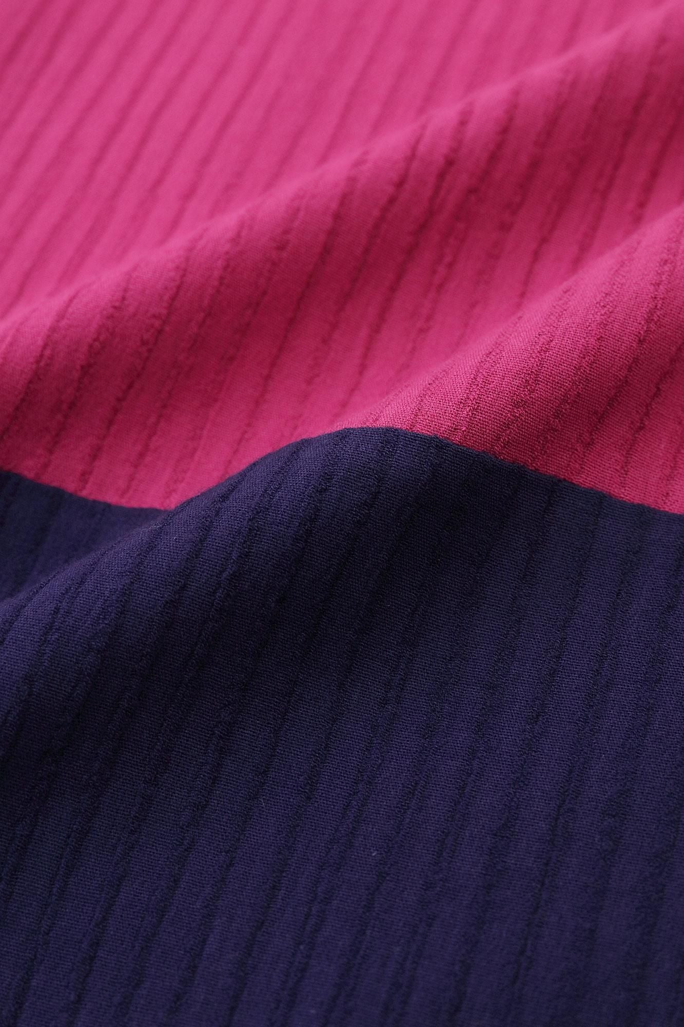 高島縮棉 40/20 空羽 長方形洋裝 組(kumi)/深粉紅(koinakabe)x紫藍色