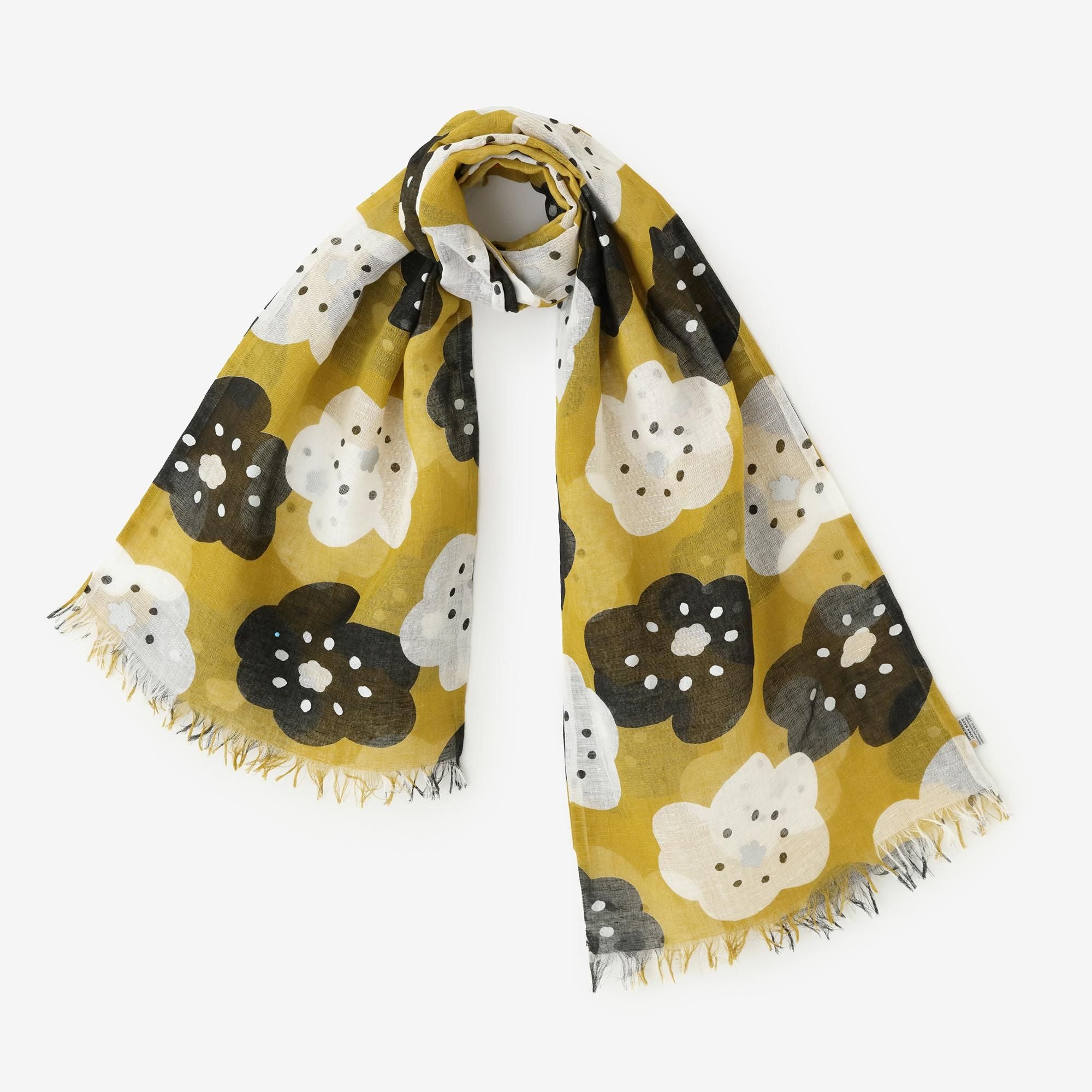 Cotton-linen Blend Ring-shaped Scarf / Smile Mustard Color