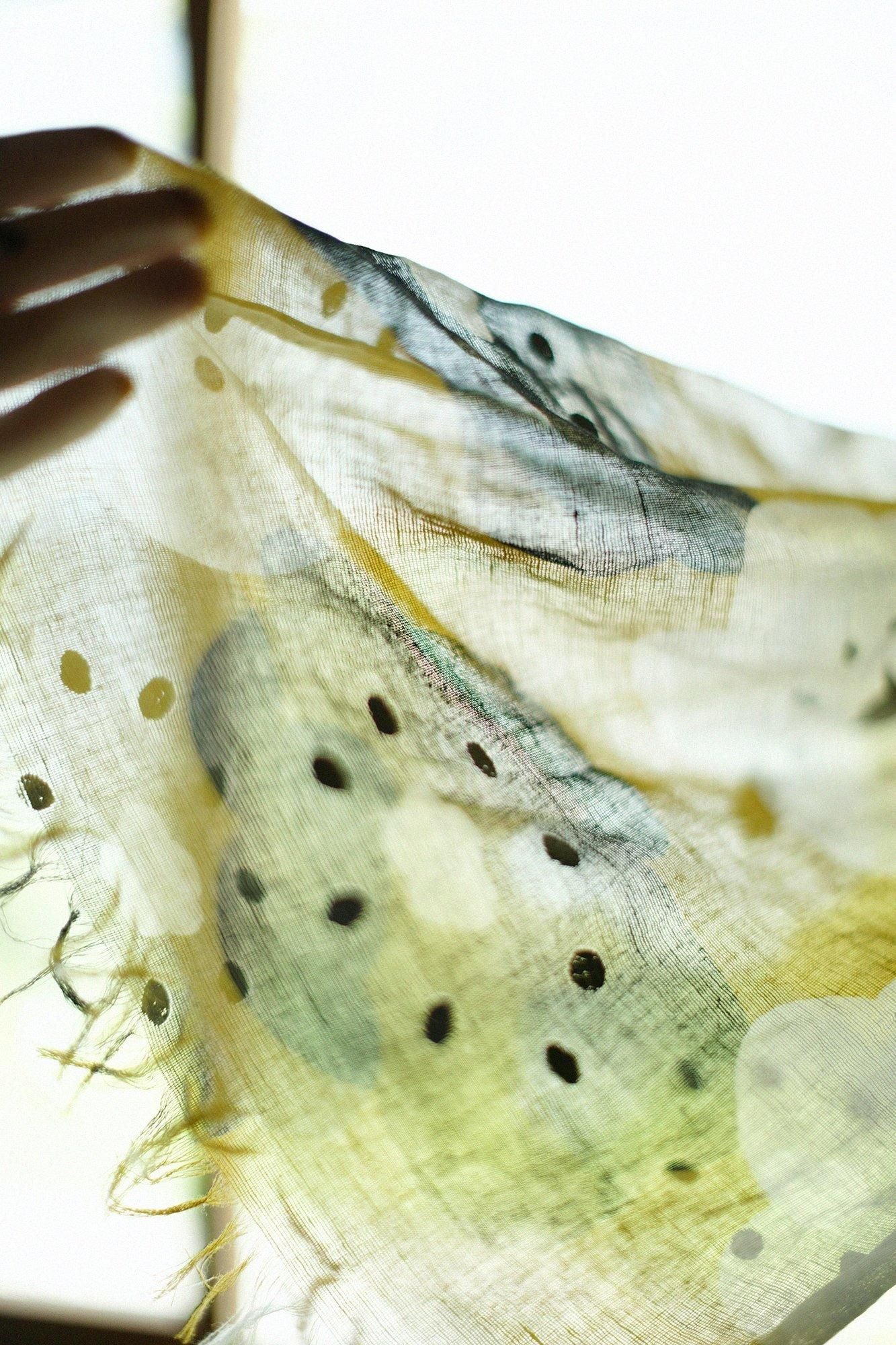 Cotton-linen Blend Ring-shaped Scarf / Smile Mustard Color