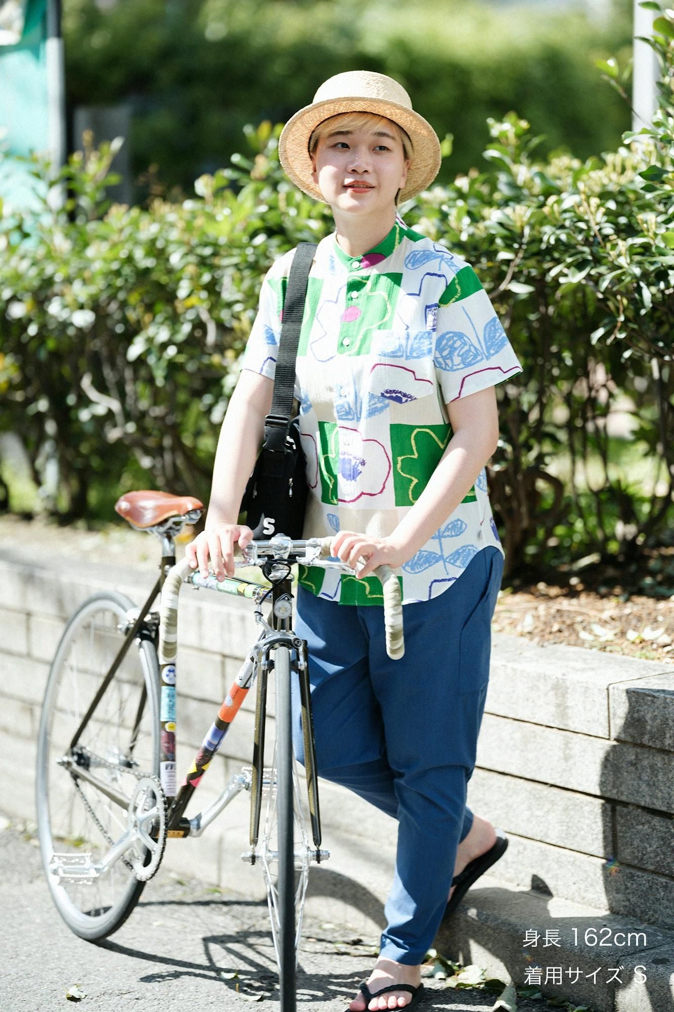 【net limited】Chizimi Cotton 20/20 Stand Collar Short Sleeve Shirt / Warawa