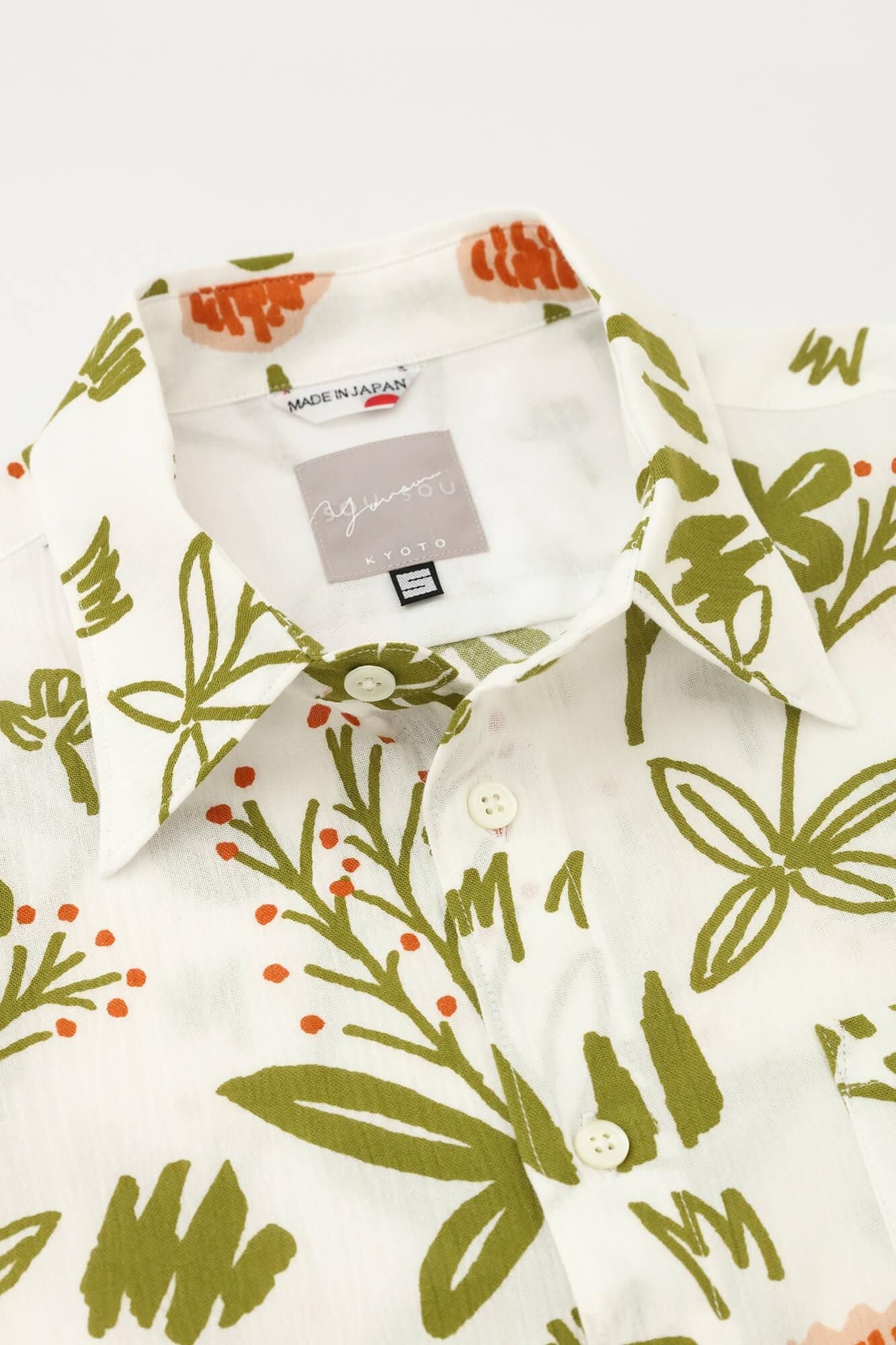 【期間限定10%OFF】高島縮棉 20/20短袖襯衫/花(※預計於4月29日~5月2日左右發貨)