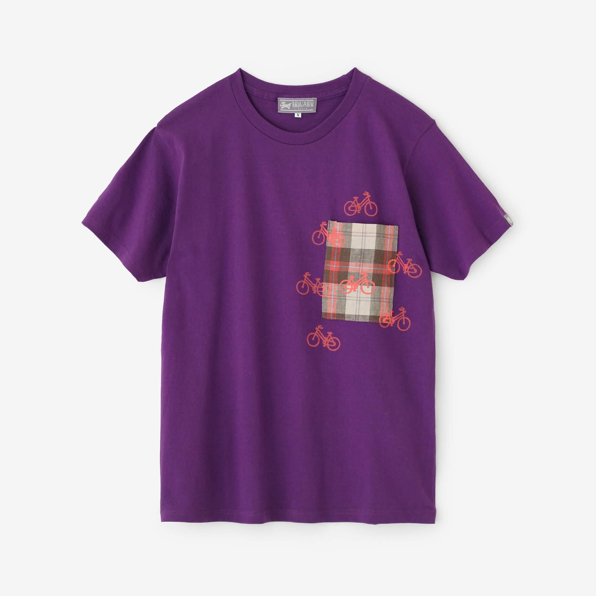 net限定】半袖 ポケットTシャツ[5.0]／パープル×チャリンチャリン