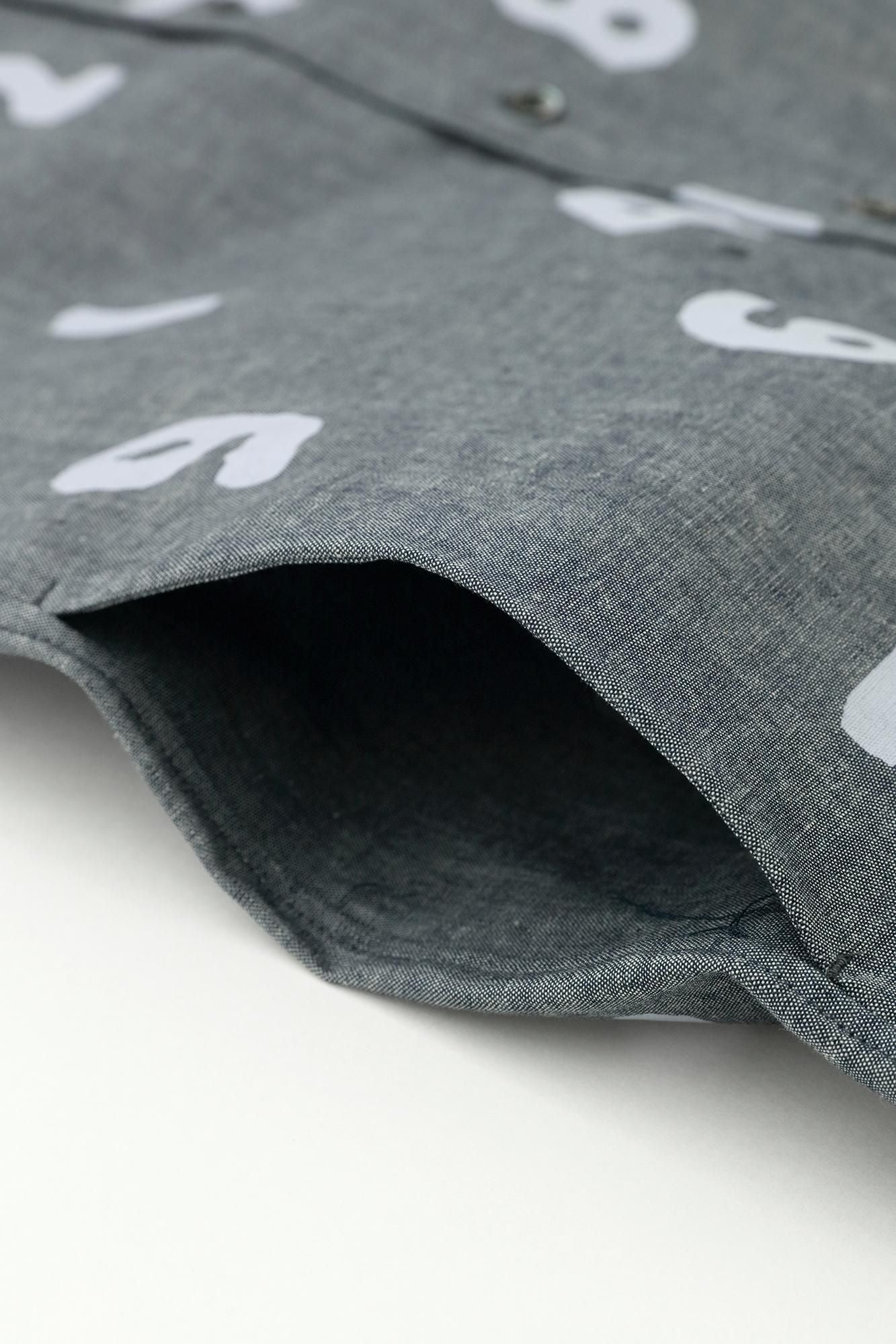 【net限定30%OFF】インディゴシャンブレー織 スタンドカラー半袖シャツ SP/SO-SU-U 杢紺(もくこん)