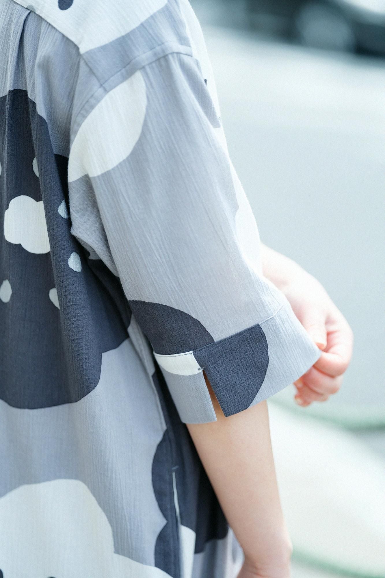 高島縮 20/20 H.N.グランシャツワンピース 6分袖/ほほえみ