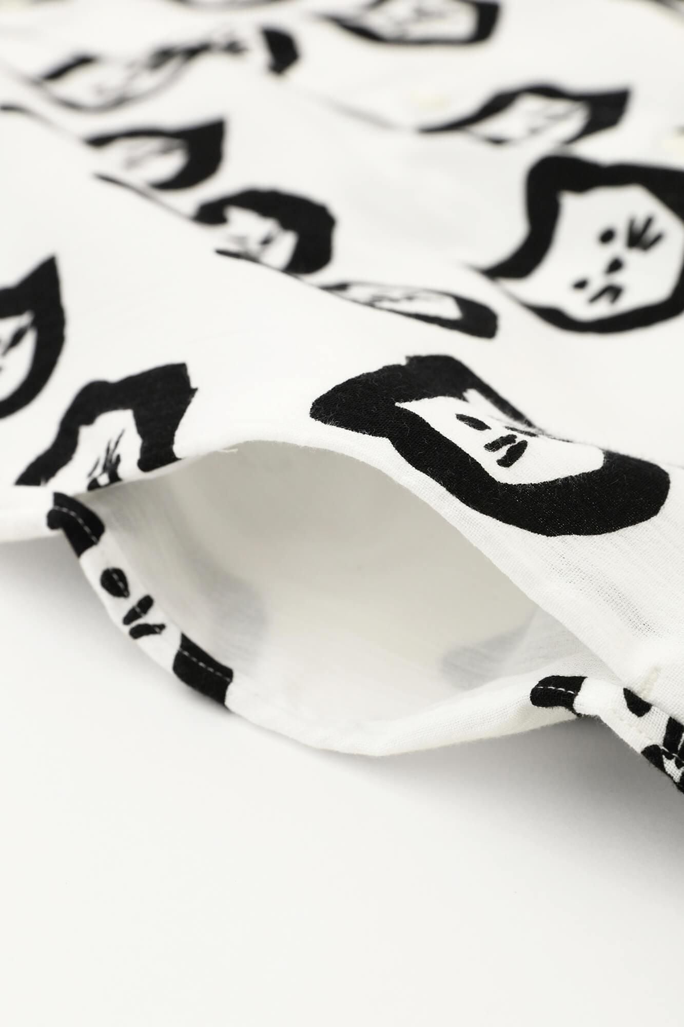 Chizimi Cotton 20/20 Stand Collar Short Sleeve Shirt SP/Kitten Scattered