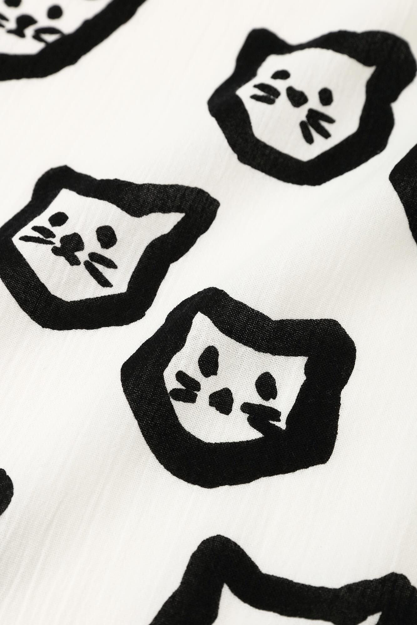 Chizimi Cotton 20/20 Stand Collar Short Sleeve Shirt SP/Kitten Scattered