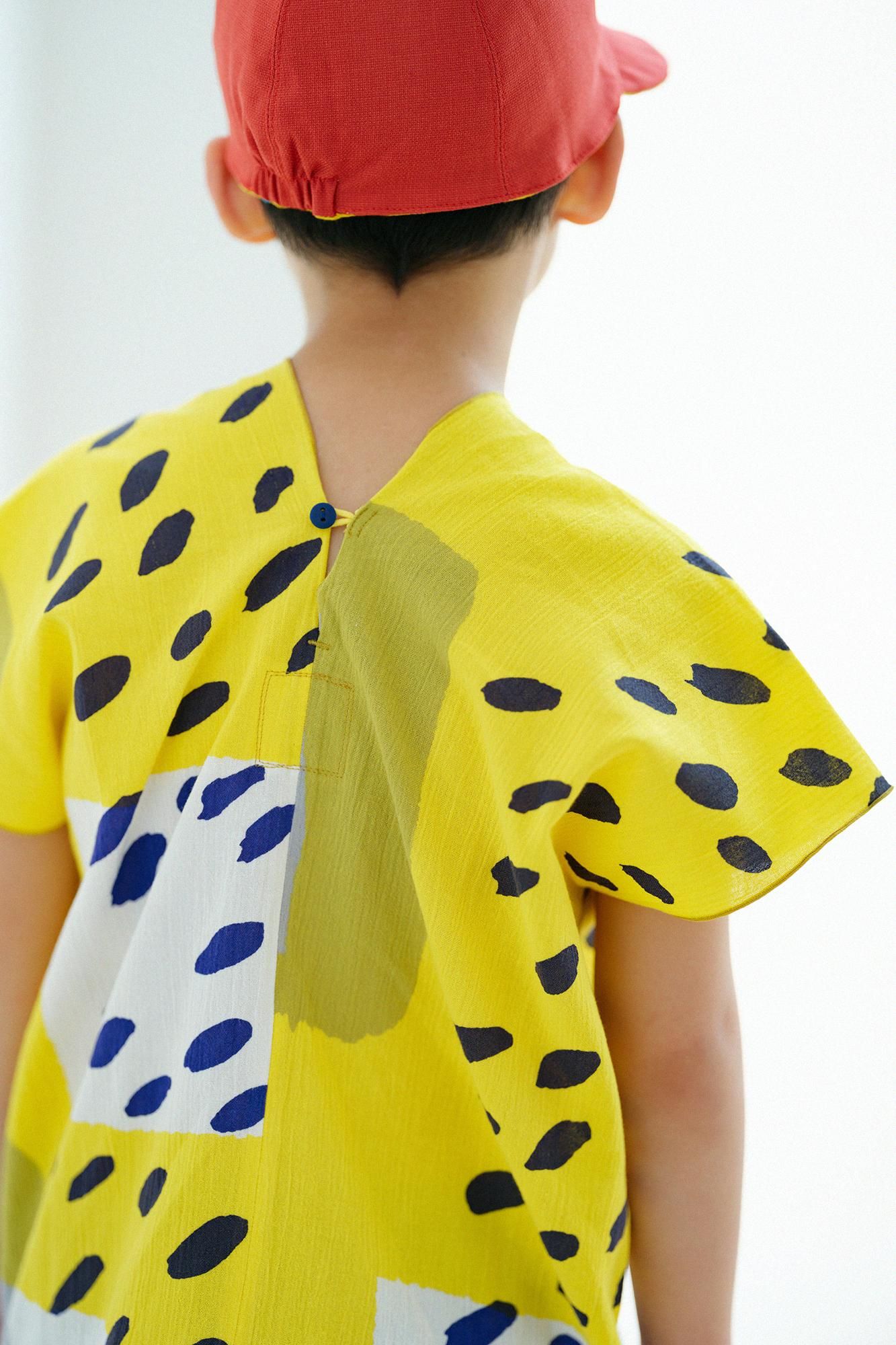 ●高島縮棉20/20方形上衣/黃色胡同