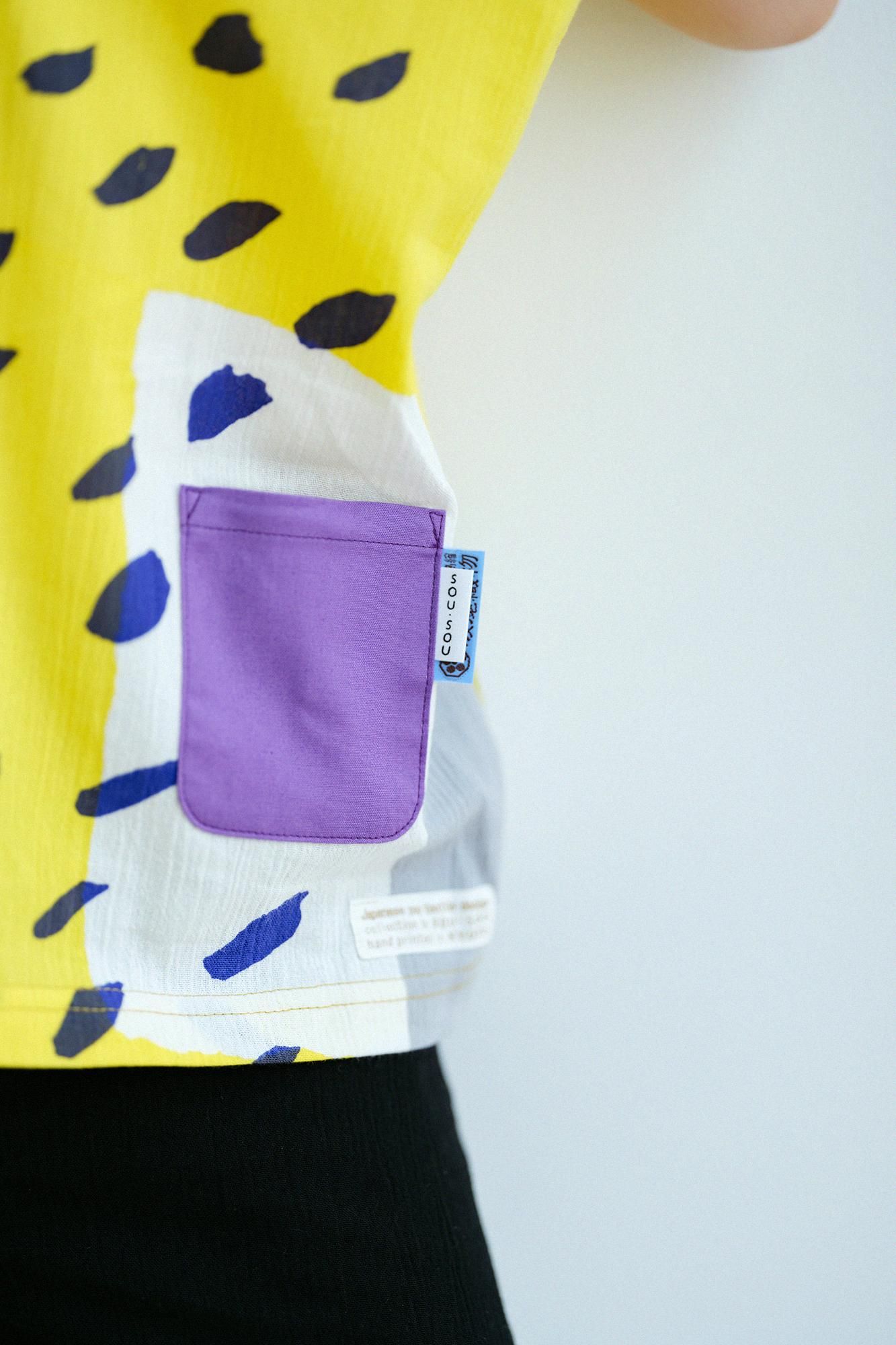 ●高島縮棉20/20方形上衣/黃色胡同