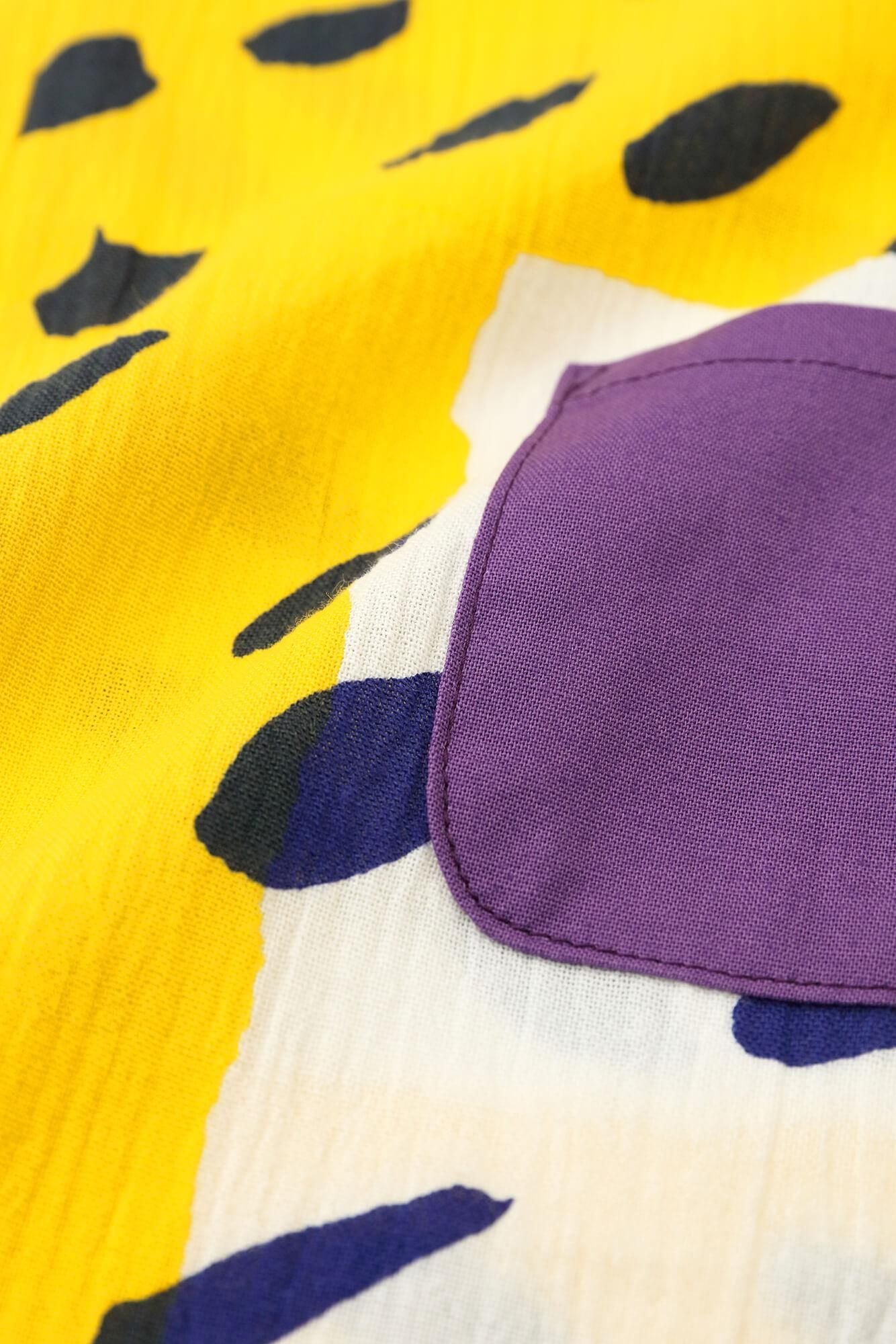 ●高島縮棉20/20方形上衣/黃色胡同