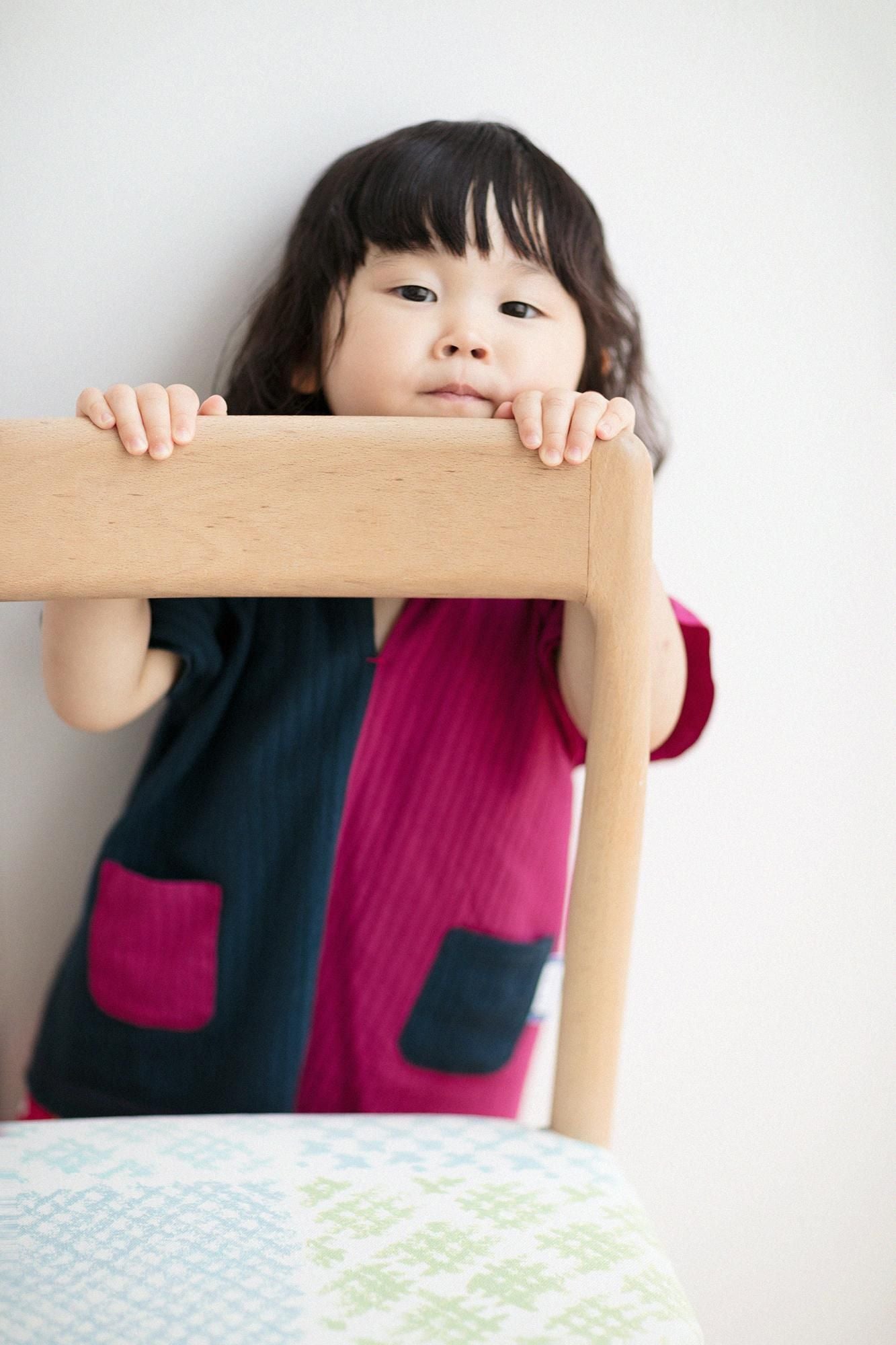 ● Chizimi Cotton 40/20 Akiha Square Top Bi-color / Reddish Purple × Greyish Blue