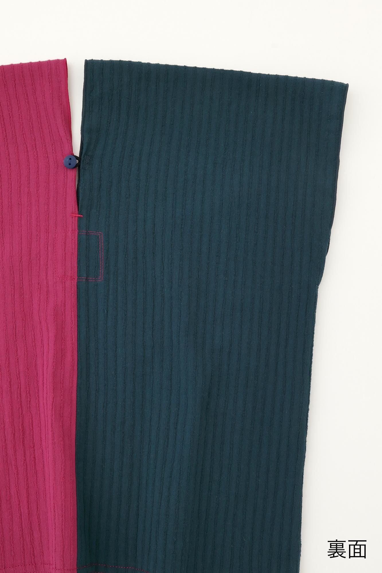 ● Chizimi Cotton 40/20 Akiha Square Top Bi-color / Reddish Purple × Greyish Blue