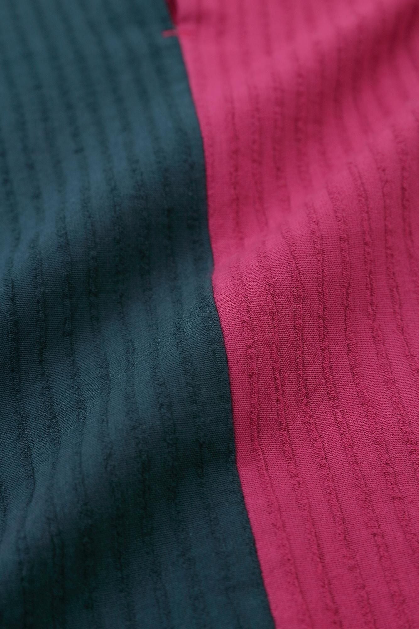 ● Chizimi Cotton 40/20 Akiha Square Top Bi-color / Reddish Purple × Greyish Blue