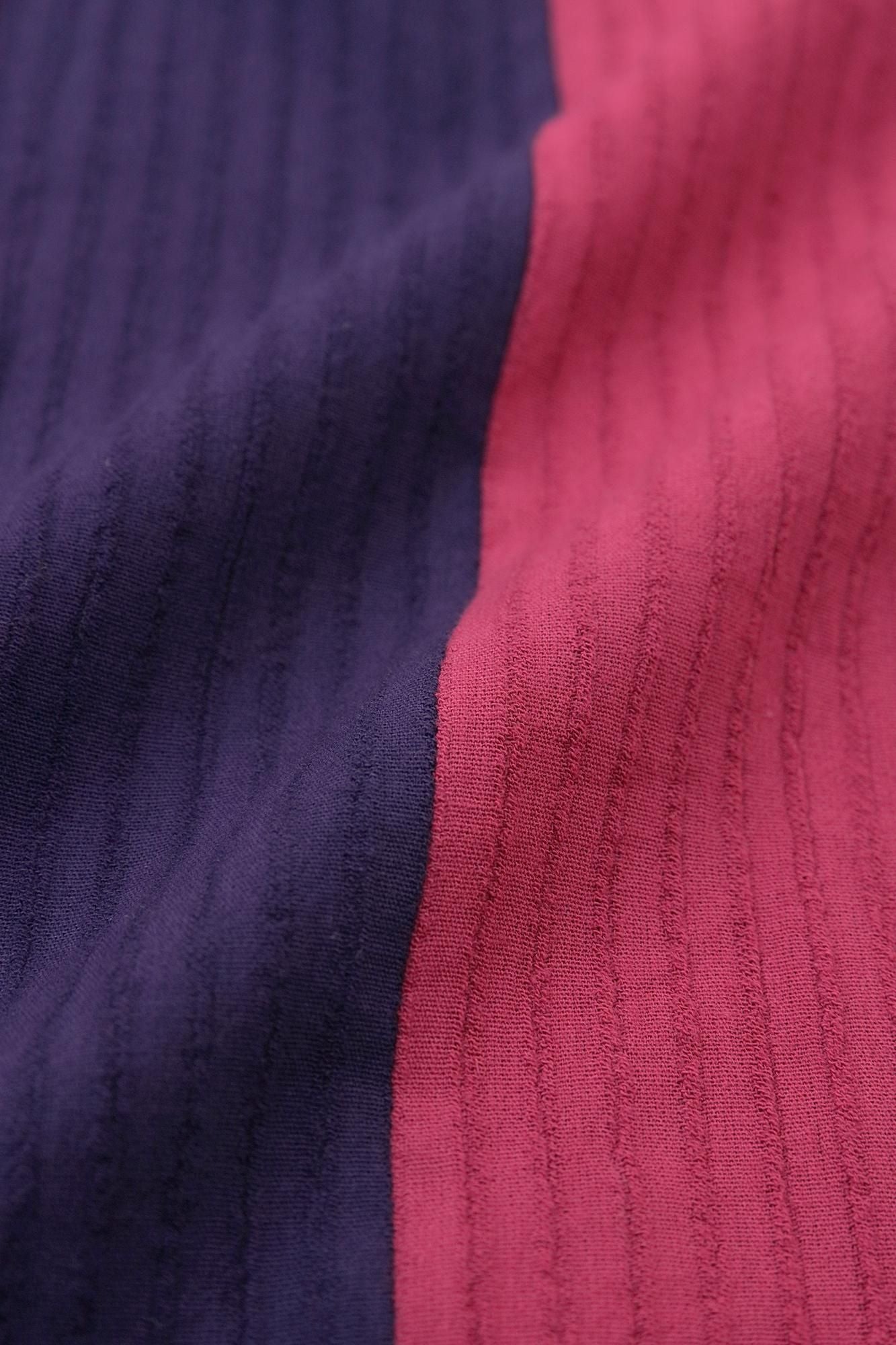 ●高島縮棉40/20空羽 方形上衣 雙色/紅紫色×紫藍色