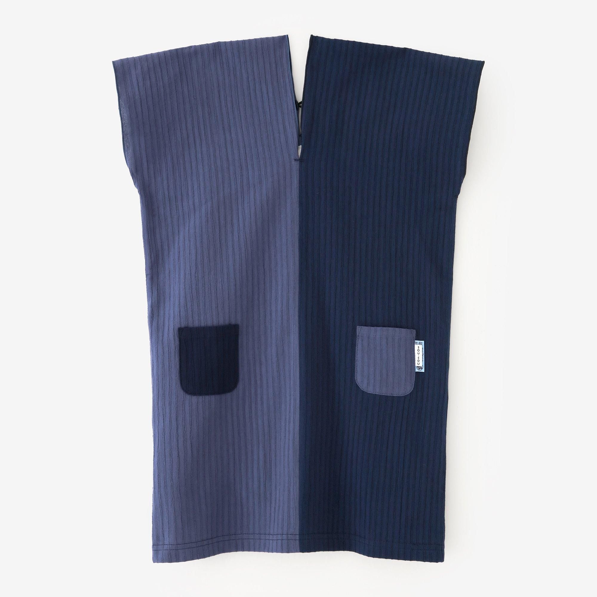 ● Chizimi Cotton 40/20 Akiha Rectangular Dress / Blue Bi-color x Light Blue