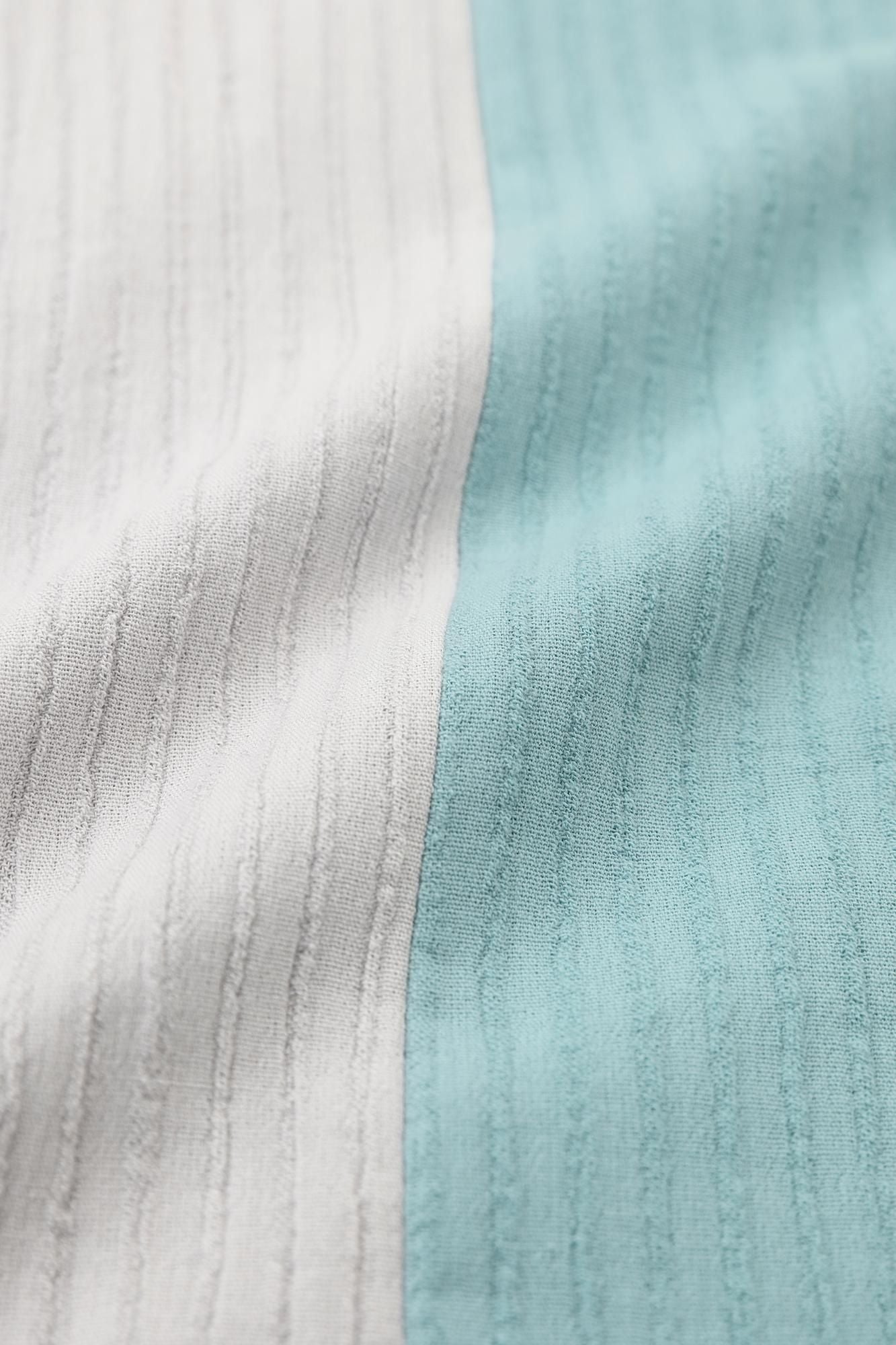 ●高島縮棉40/20空羽 方形上衣 雙色/淺綠×白灰