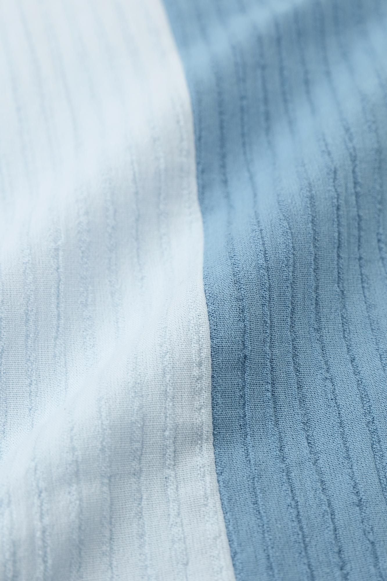 ●高島縮棉40/20空羽 方形上衣雙色/淡藍色×天藍色