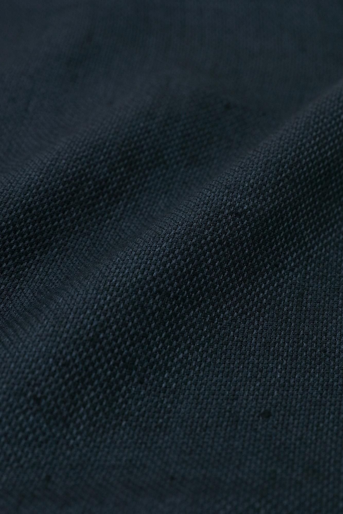 Linen Hanten Long-sleeved Jacket Mid-length Single Layer / Dark Blue