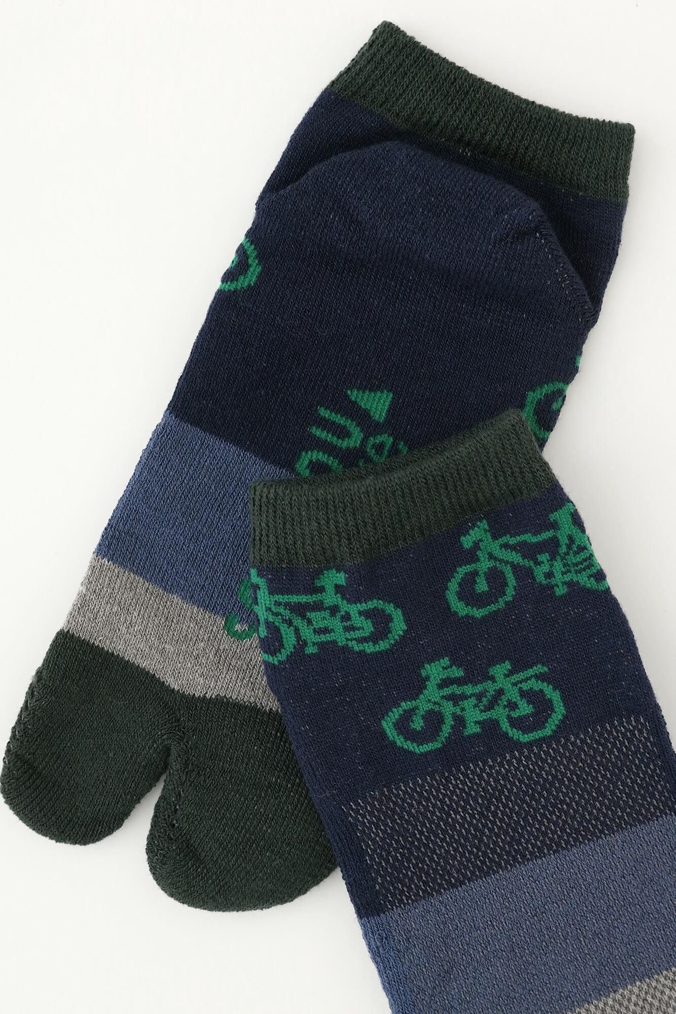 Cushion Pile & Mesh Tabi Socks(Low-cut)Bicycle Craze Bluish Green