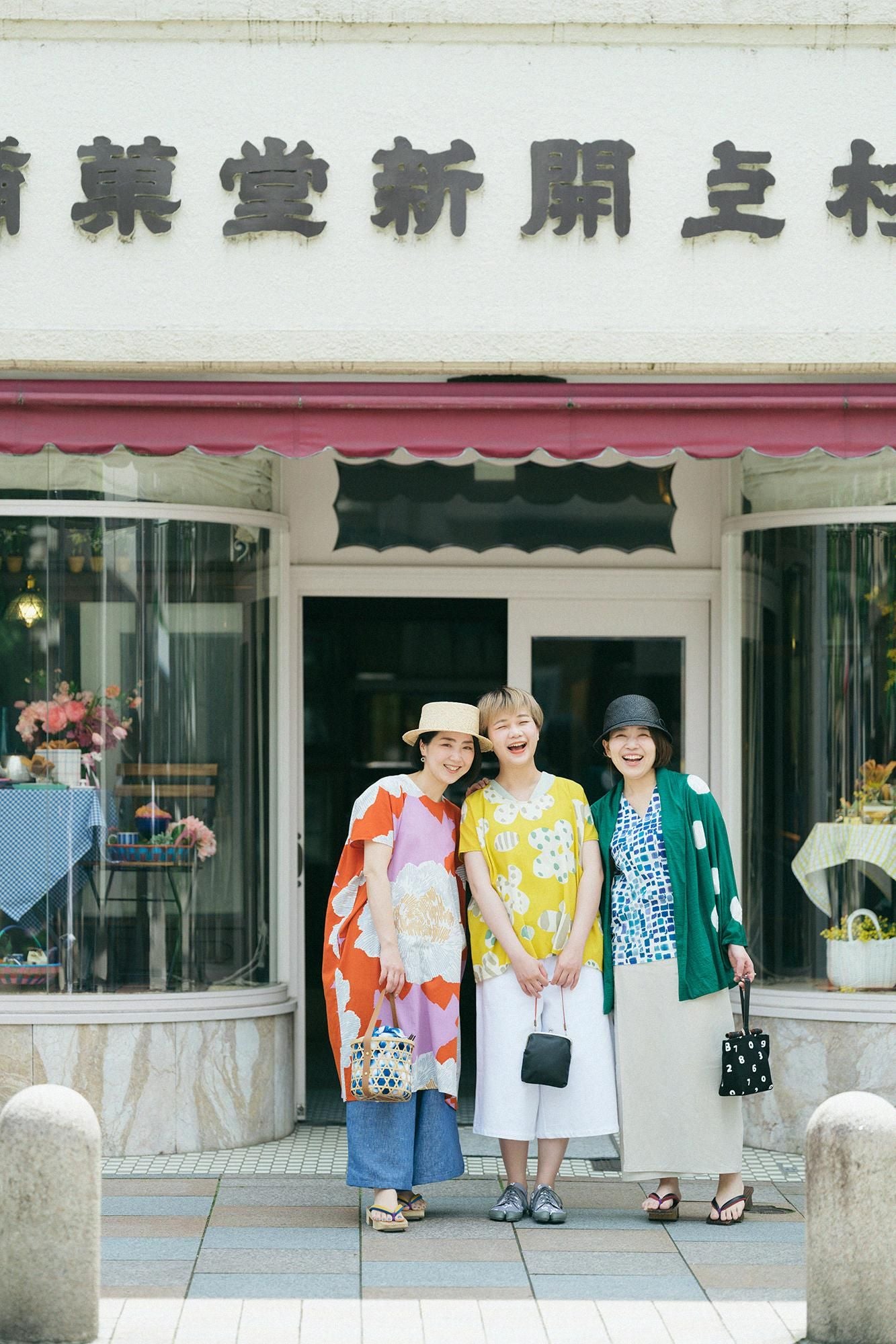 田端紮染麻 小袖莢外套/大圓點常磐綠×白色