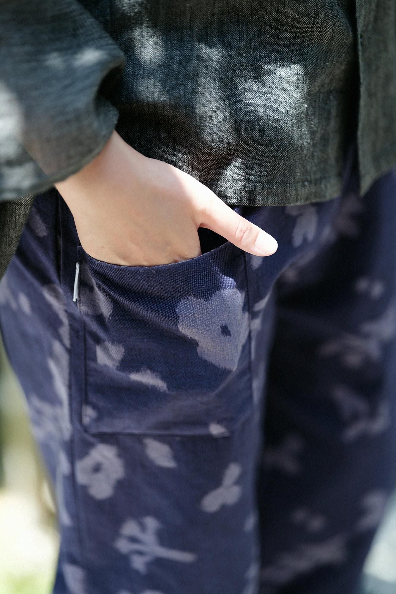 久留米織工人褲/里山深藍色