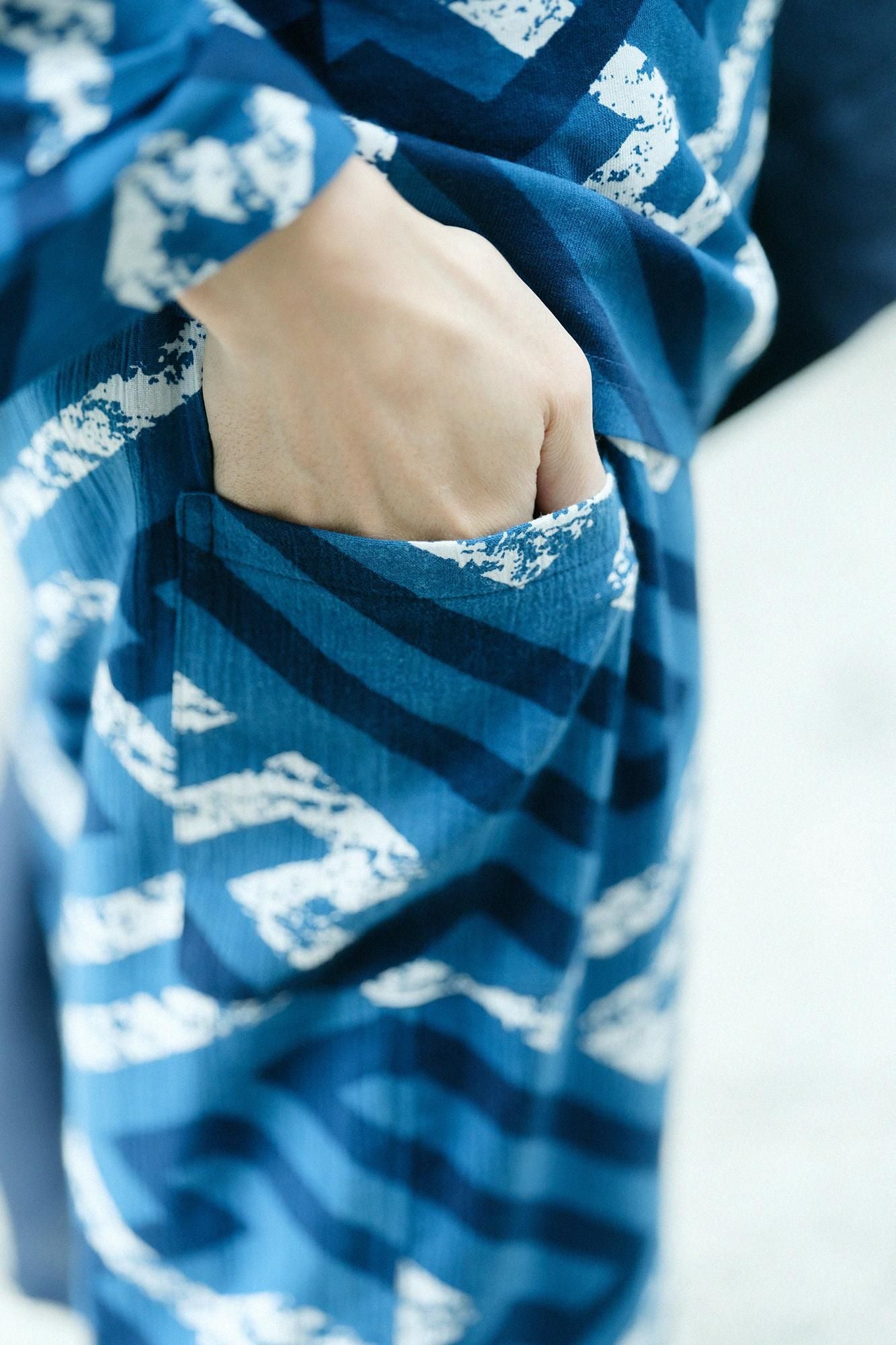 Takashima Chijimi 20/20 靛蓝印花、Tattsuke、Enyuu 磨损/Saaya 风格、Era