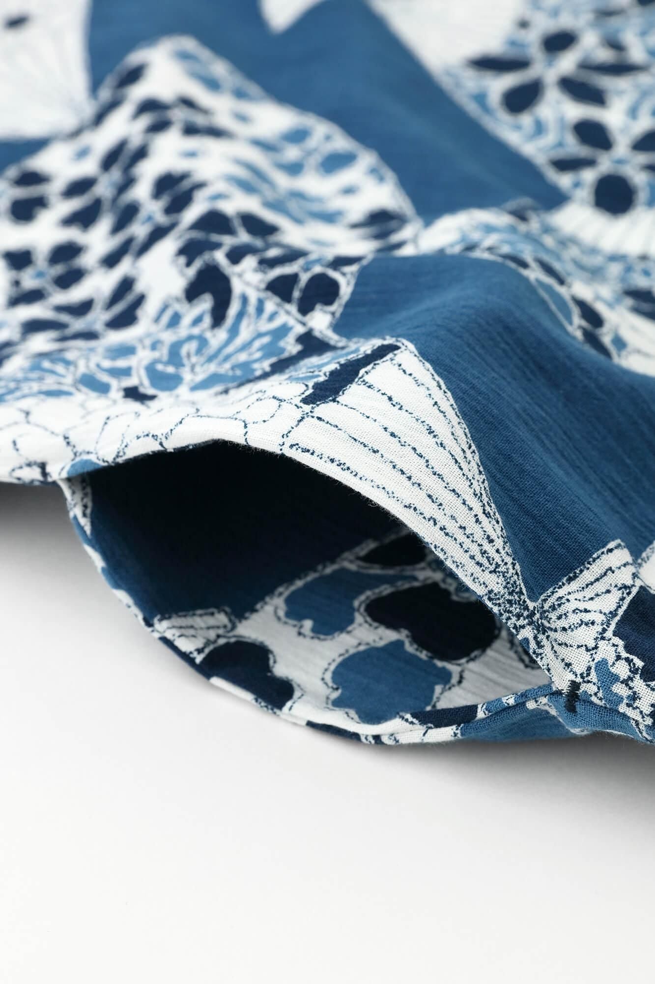 Takashima Shui 20/20 Indigo印刷(Ainasen)矩形服装(ChoHokei)/fan(ougi)