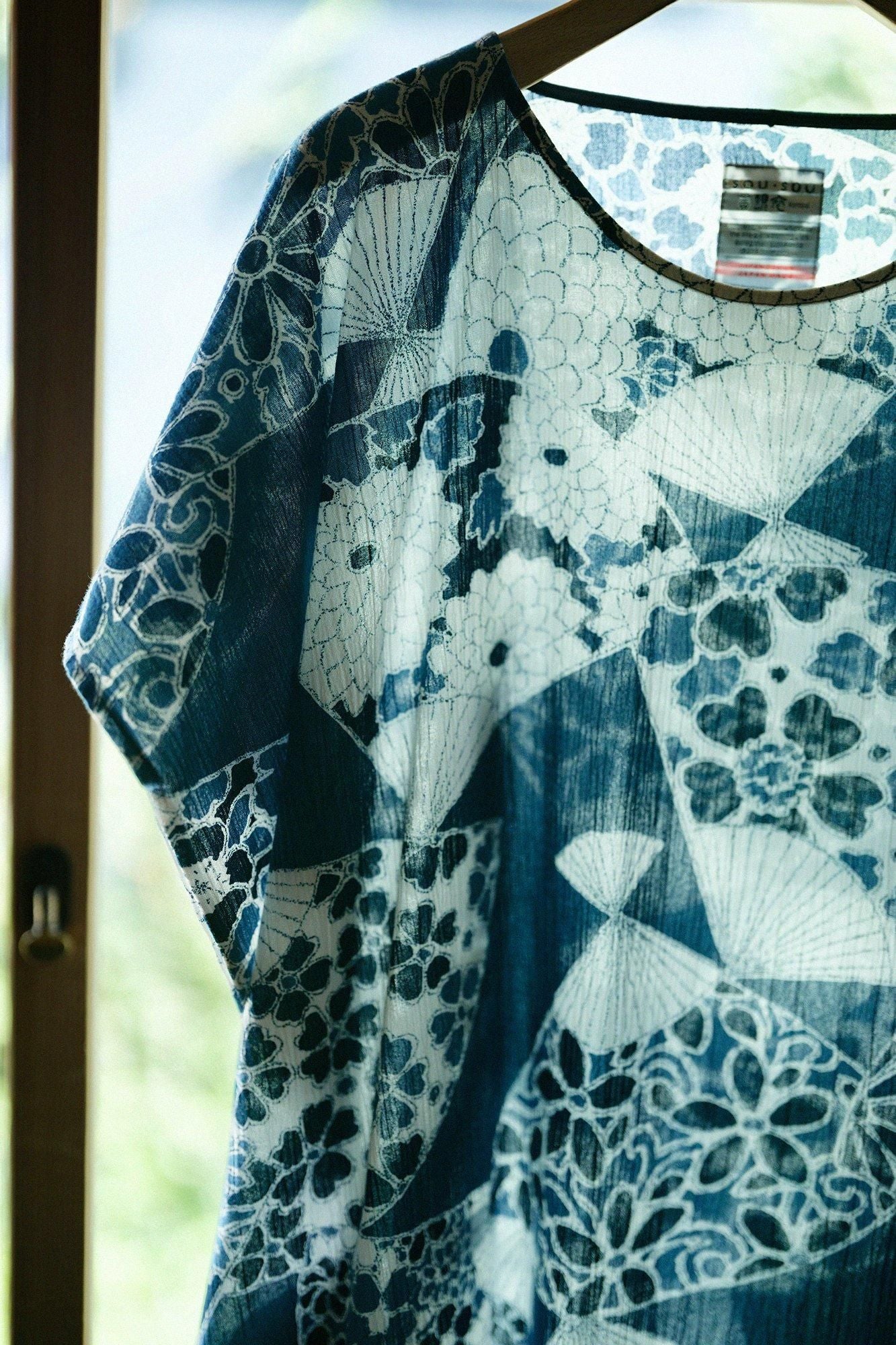 Takashima Shui 20/20 Indigo印刷(Ainasen)矩形服装(ChoHokei)/fan(ougi)