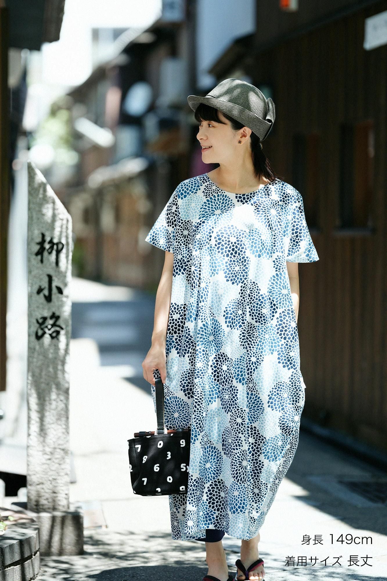 【Online】Chizimi Cotton 20/20 Ainasen(Ainasen) NagataDetailsClothes (Rectangular Dress)/Chrysanthemum