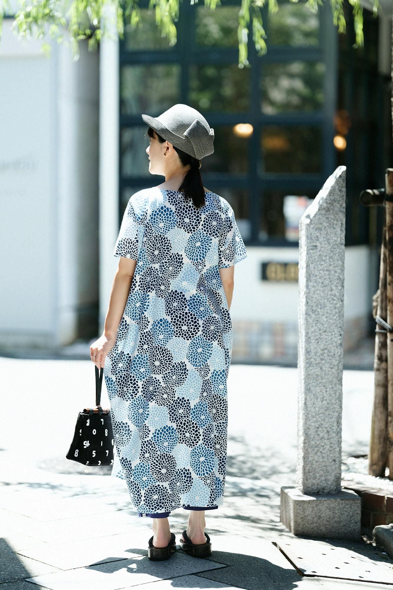【Online】Chizimi Cotton 20/20 Ainasen(Ainasen) NagataDetailsClothes (Rectangular Dress)/Chrysanthemum
