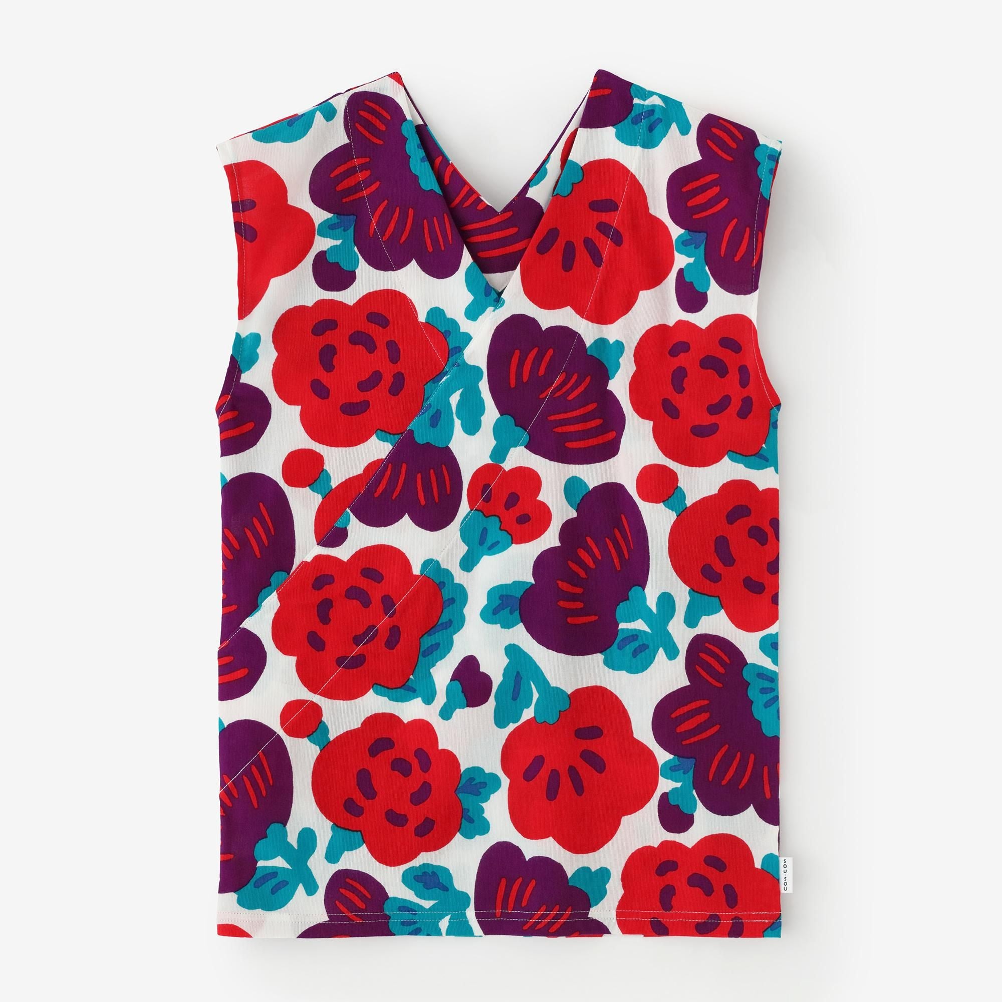 Chizimi Cotton 40/40 V-neck Shirt / Flowers
