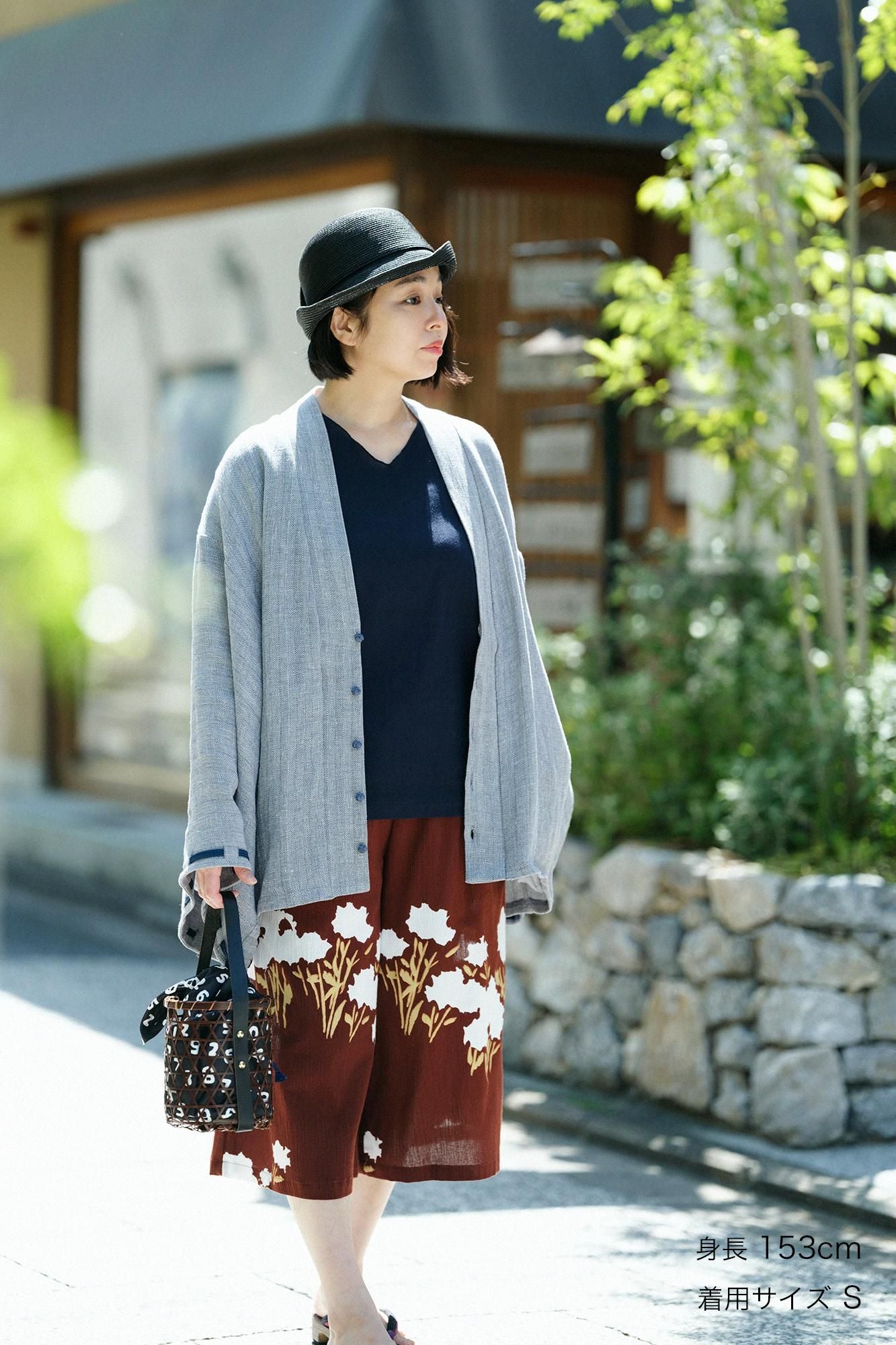 【net限定】綿麻 杉綾織(すぎあやおり) 伯爵羽織(はくしゃくばおり) 宮中袖(きゅうちゅうそで)/灰青杢(はいあおもく)