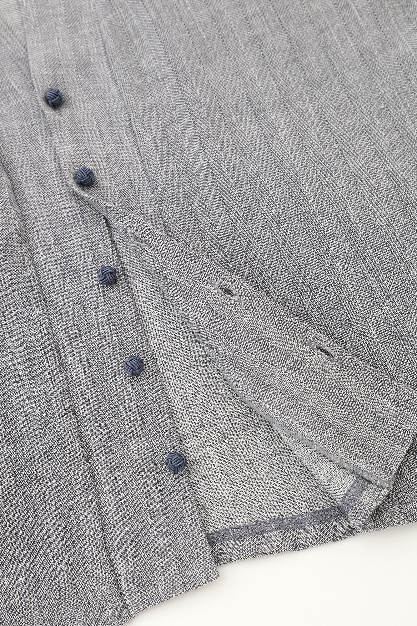 【net限定】綿麻 杉綾織(すぎあやおり) 伯爵羽織(はくしゃくばおり) 宮中袖(きゅうちゅうそで)/灰青杢(はいあおもく)