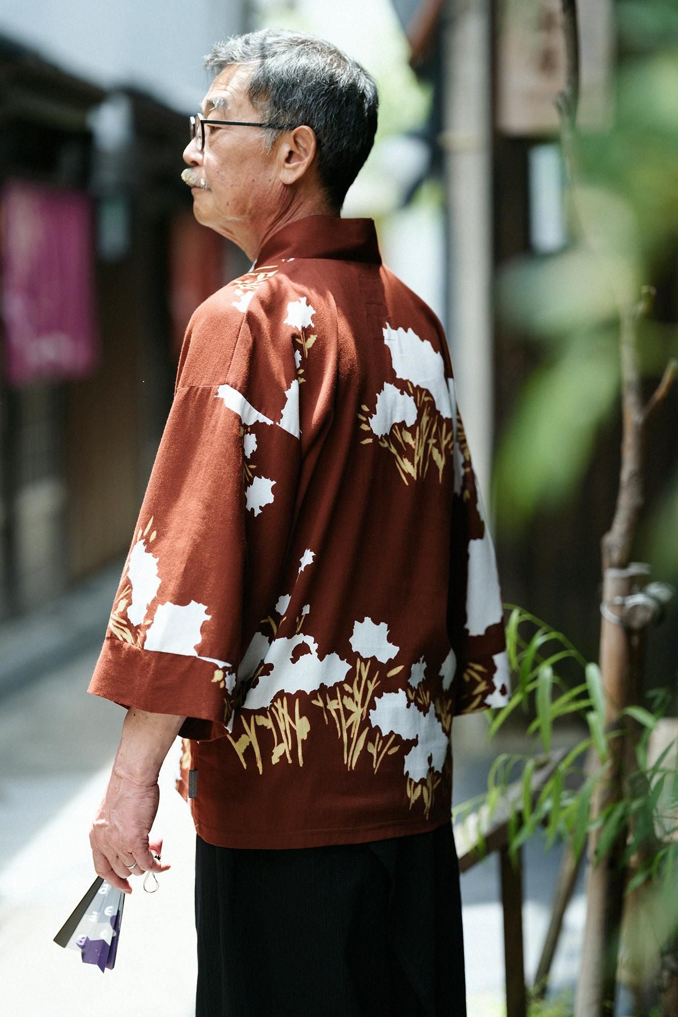 【Online】Chizimi Cotton 40/40 Fubi Double Collar Shirt / Luminous Flowers