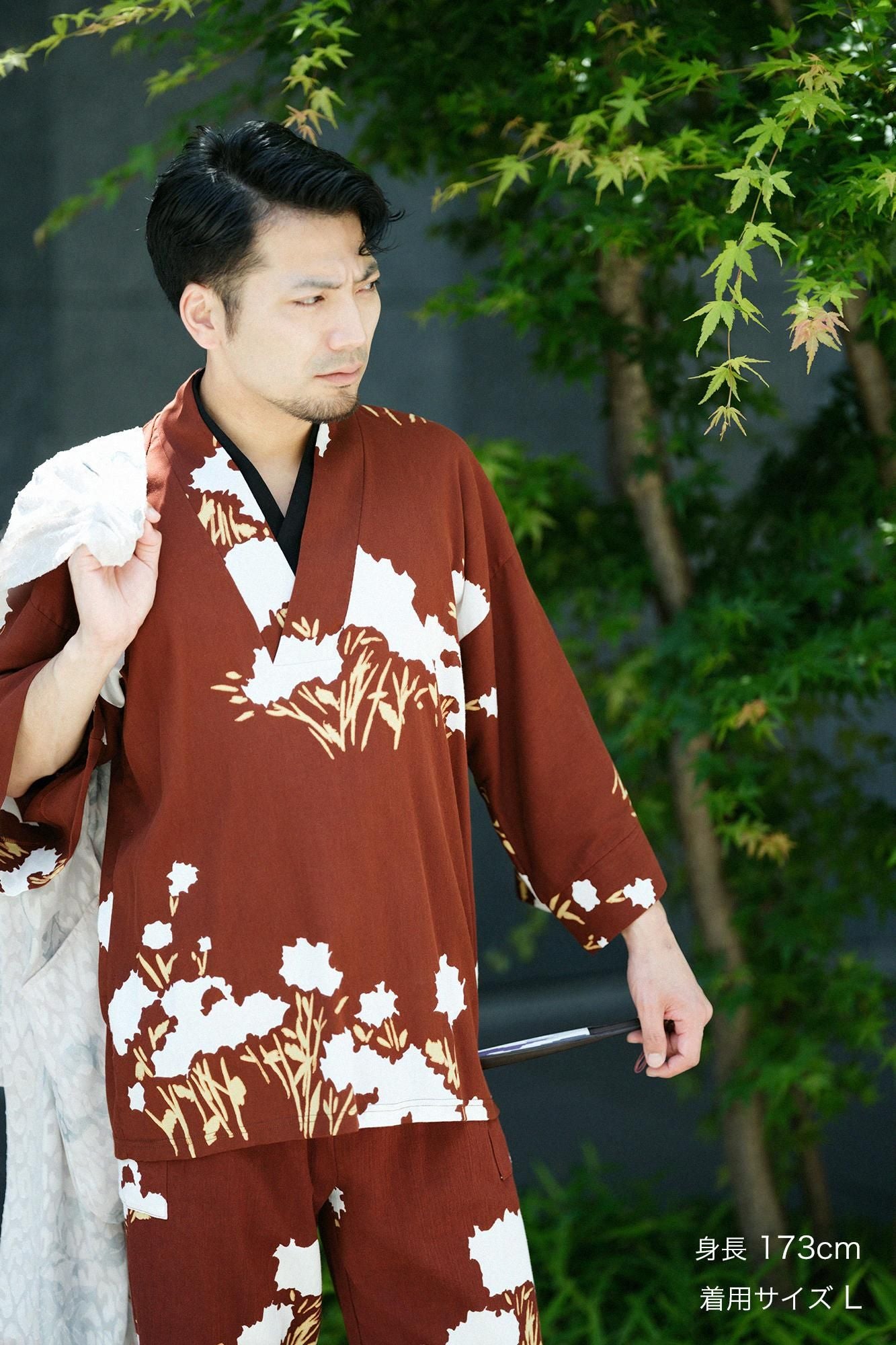 【Online】Chizimi Cotton 40/40 Fubi Double Collar Shirt / Luminous Flowers