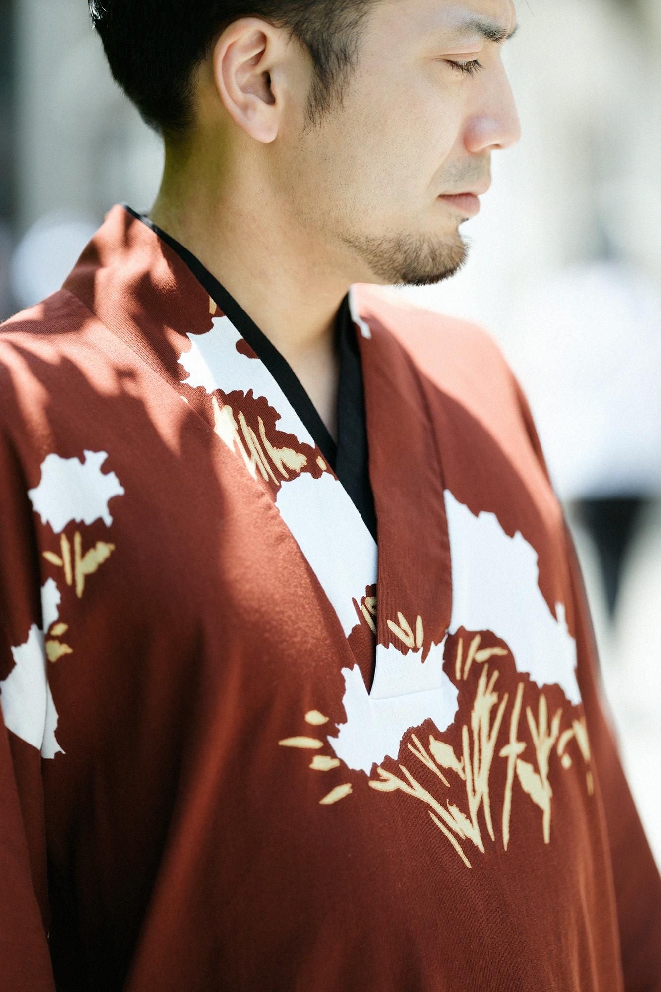 【Online】Chizimi Cotton 40/40 Fubi Double Collar Shirt / Luminous Flowers