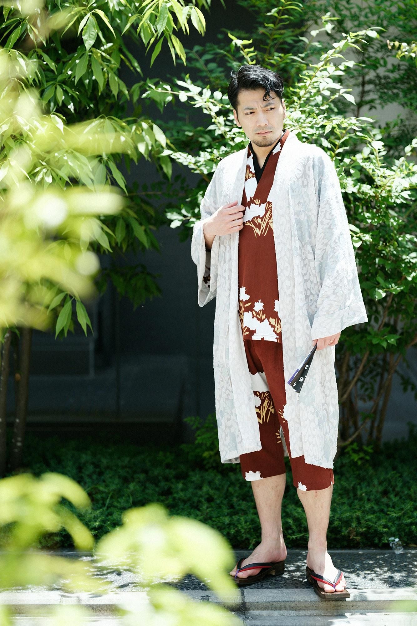 【Online】Chizimi Cotton 40/40 Fubi Double Collar Shirt / Luminous Flowers