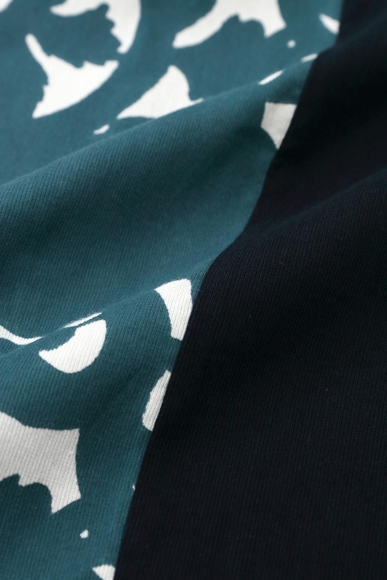 Chizimi Cotton 40/40 Fubi Kimono Shirt Bi-color / Dark Blue × Peony Arabesque