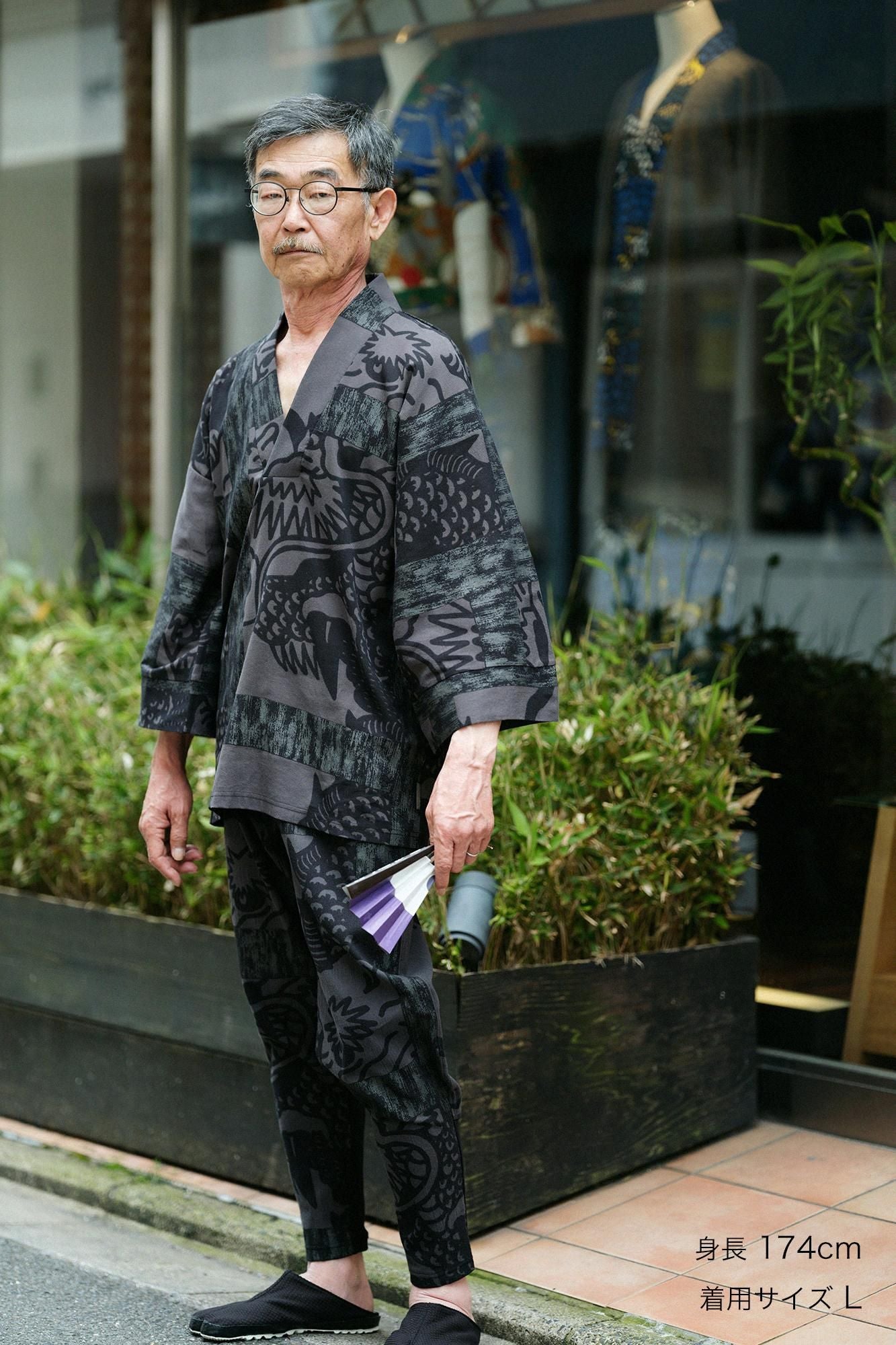 高島縮棉 40/40風靡 上衣/青龍