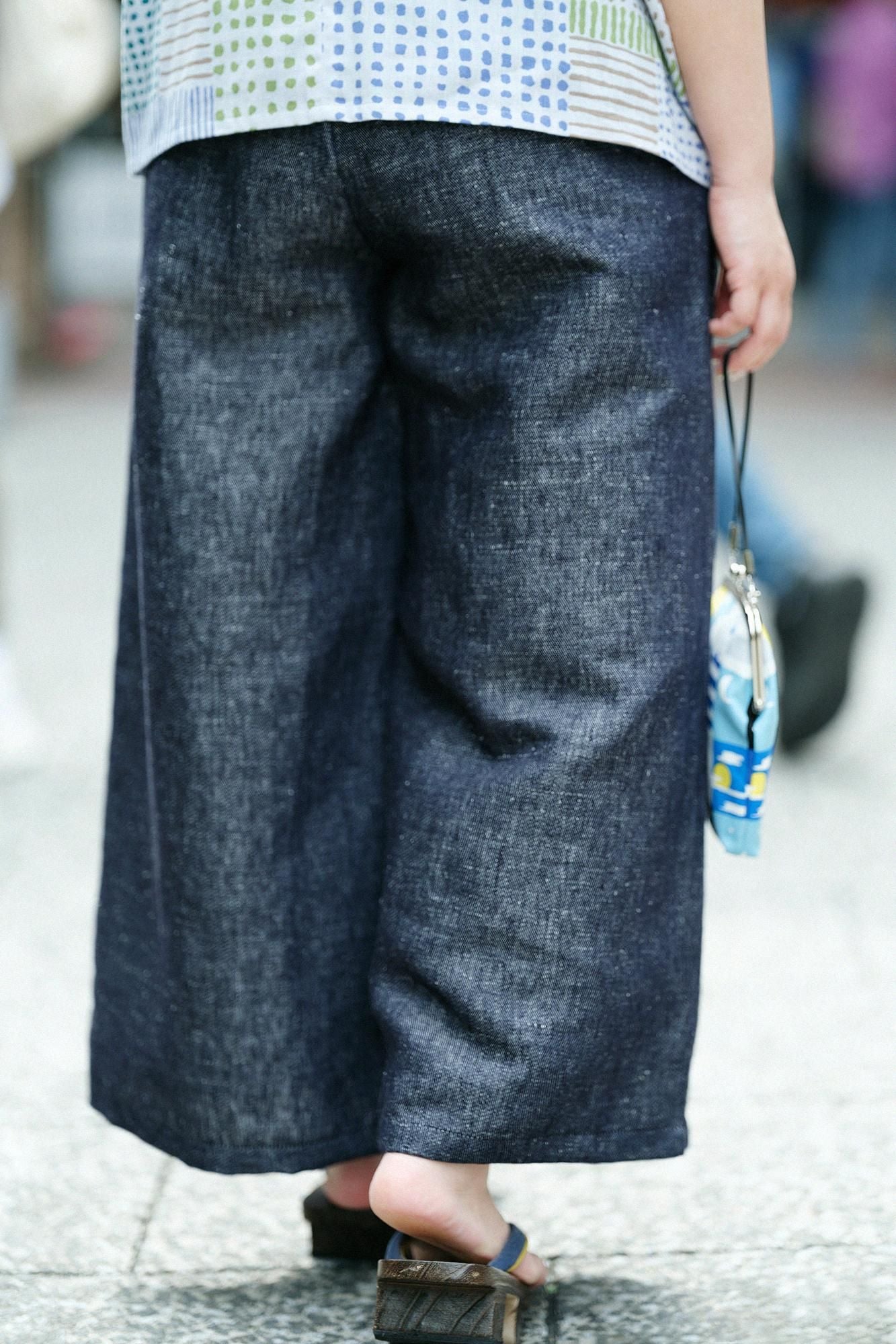 麻デニム 広形(ひろなり)もんぺ/黒紺(くろこん)