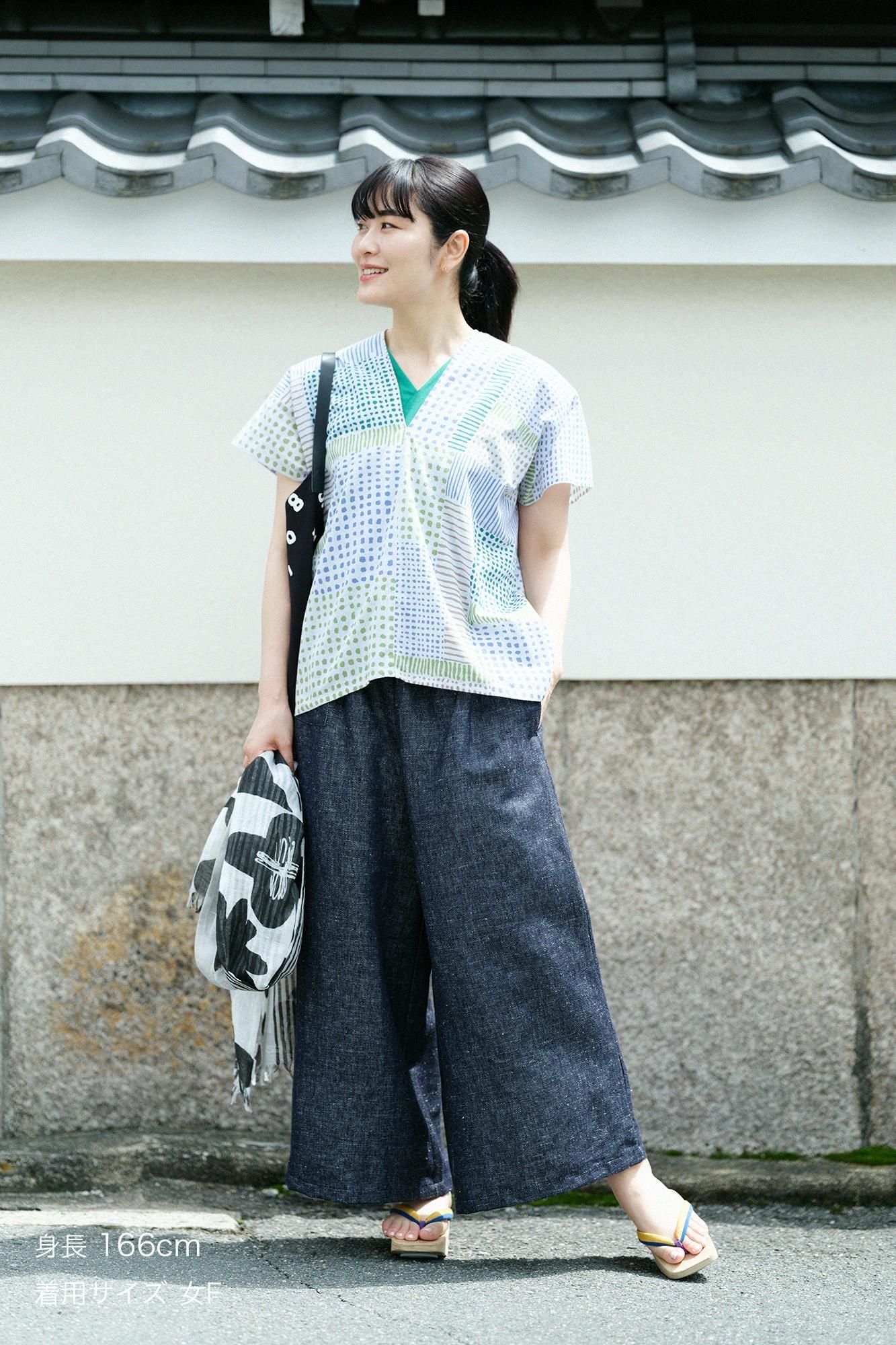 麻デニム 広形(ひろなり)もんぺ/黒紺(くろこん)