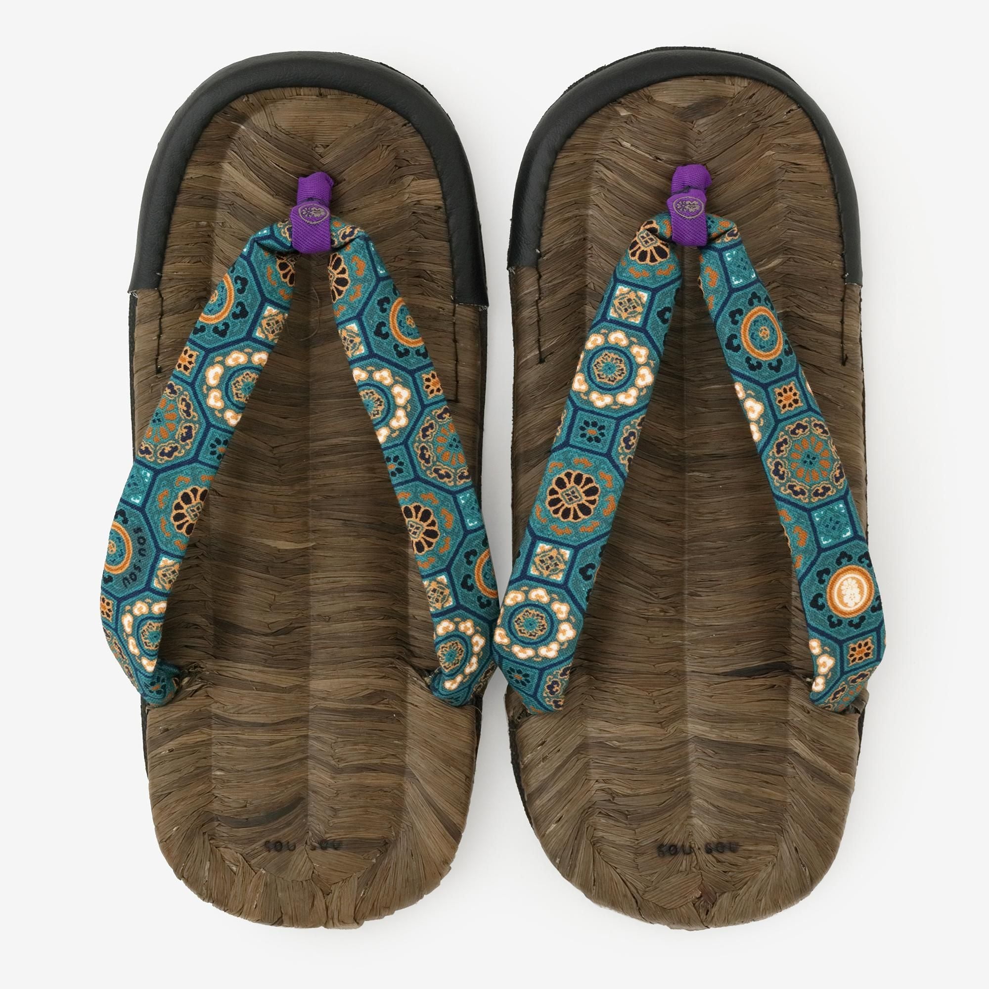 草履涼鞋 染竹 / 華麗 碧玉色