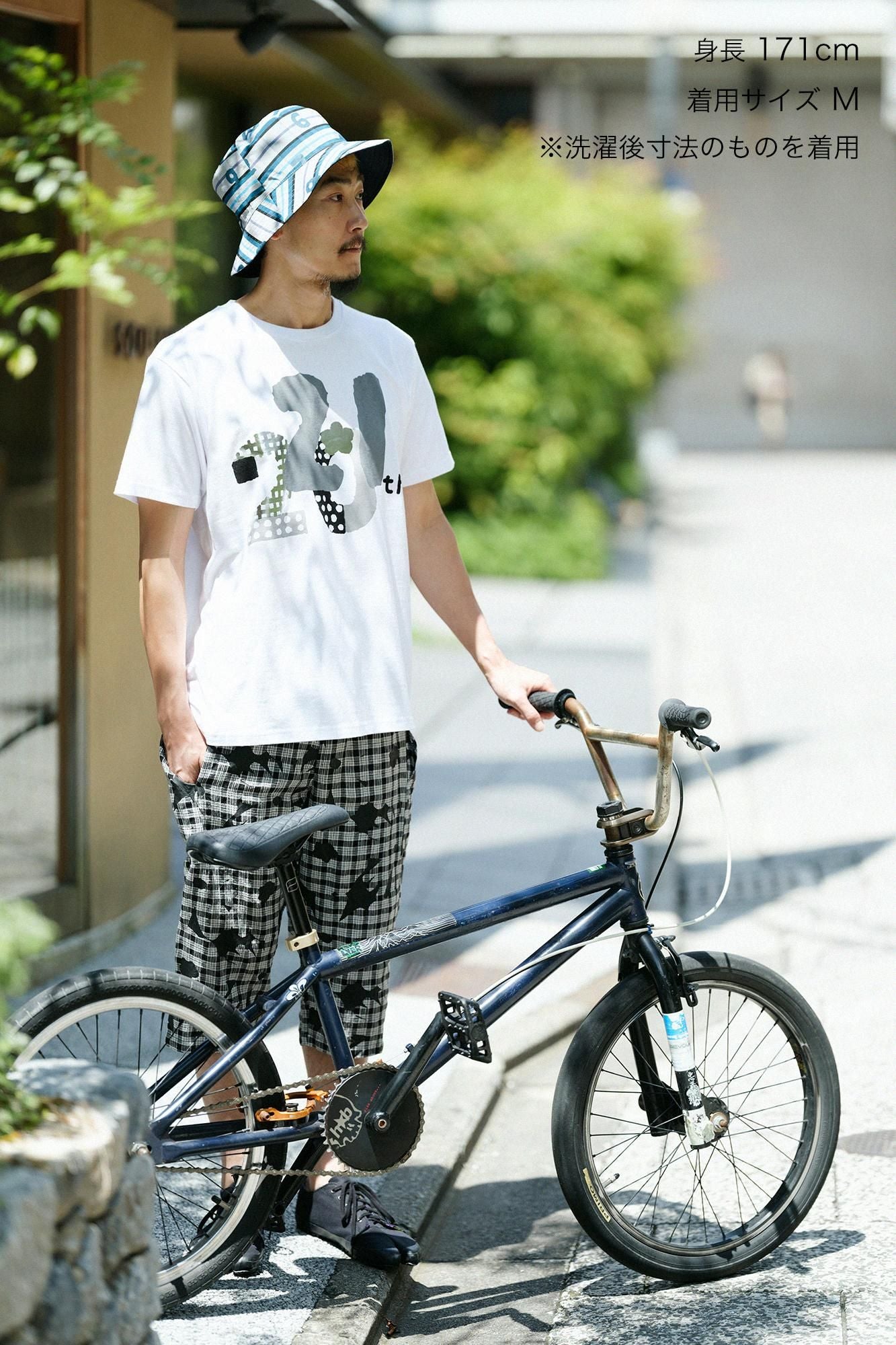 린넨 체크 BIKE 스테테코 4분의 1/오오라카