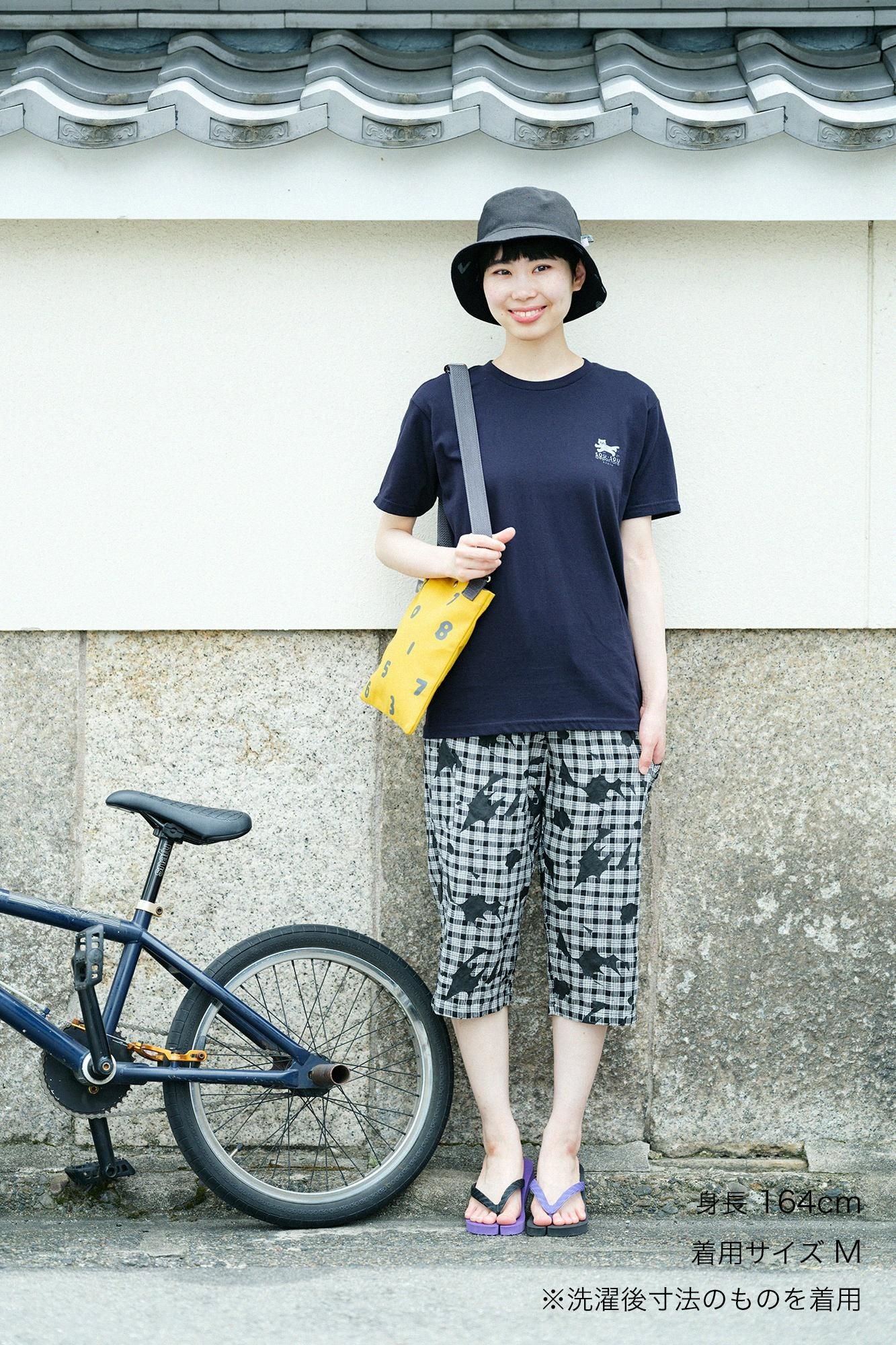 린넨 체크 BIKE 스테테코 4분의 1/오오라카