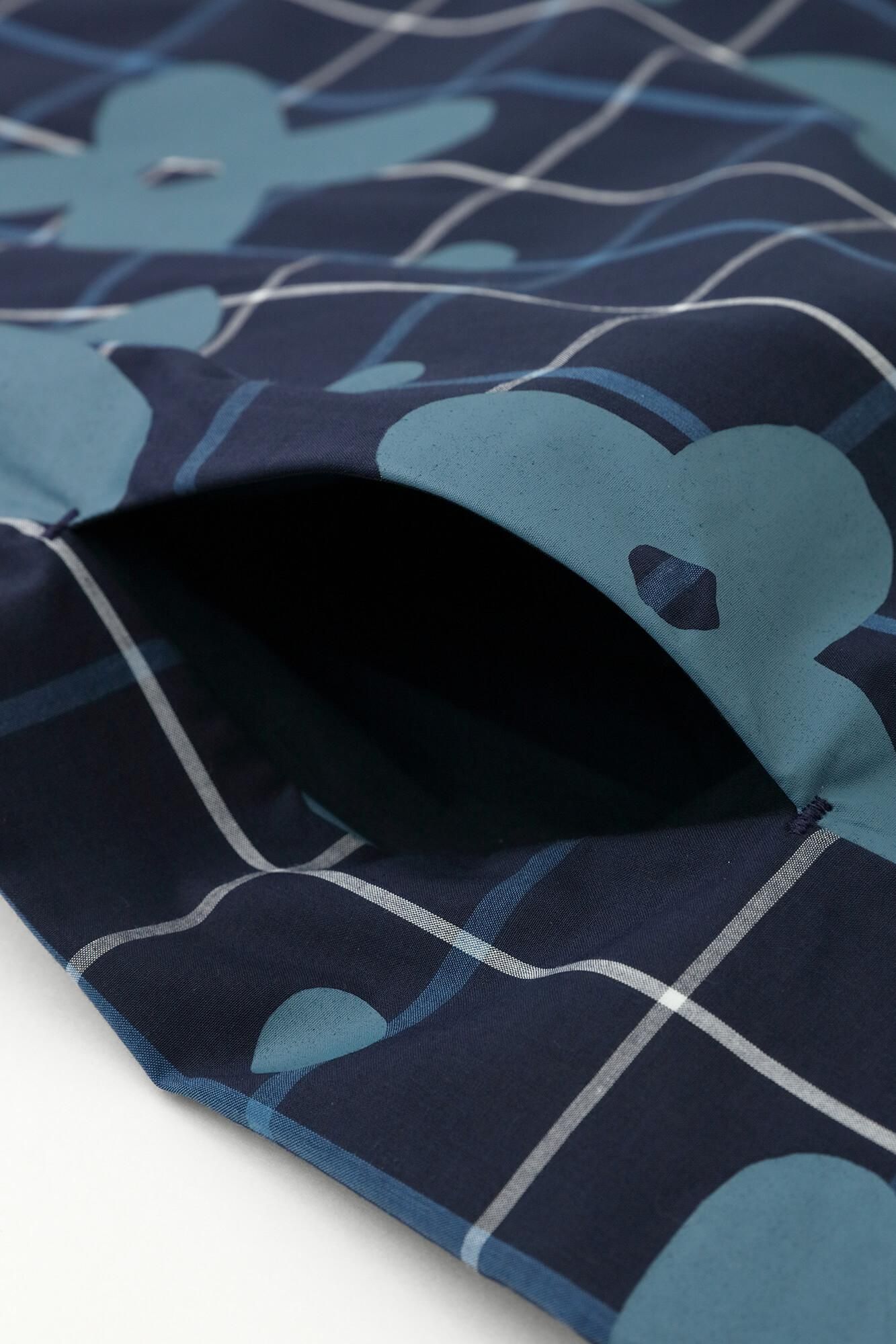 【官網限定】靛藍染密織平紋布格紋BIKE 連身裙/山花風