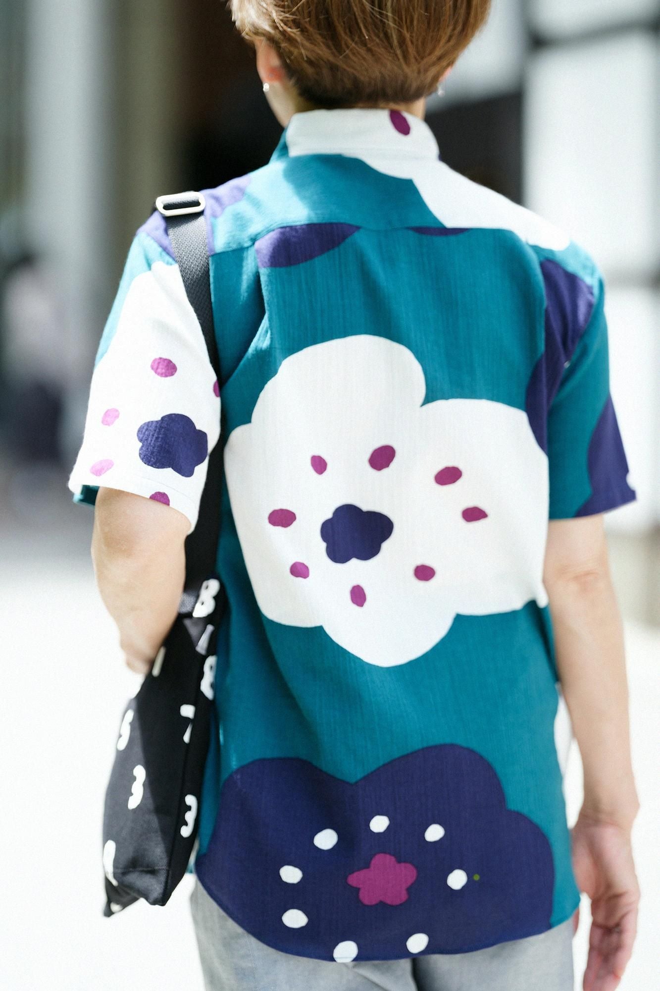 Chizimi Cotton 20/20 Short Sleeve Shirt / Smile Marine Green