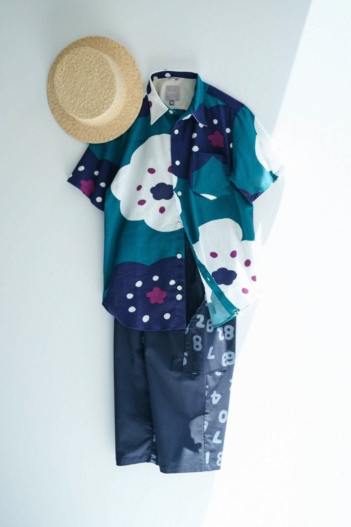 Chizimi Cotton 20/20 Short Sleeve Shirt / Smile Marine Green